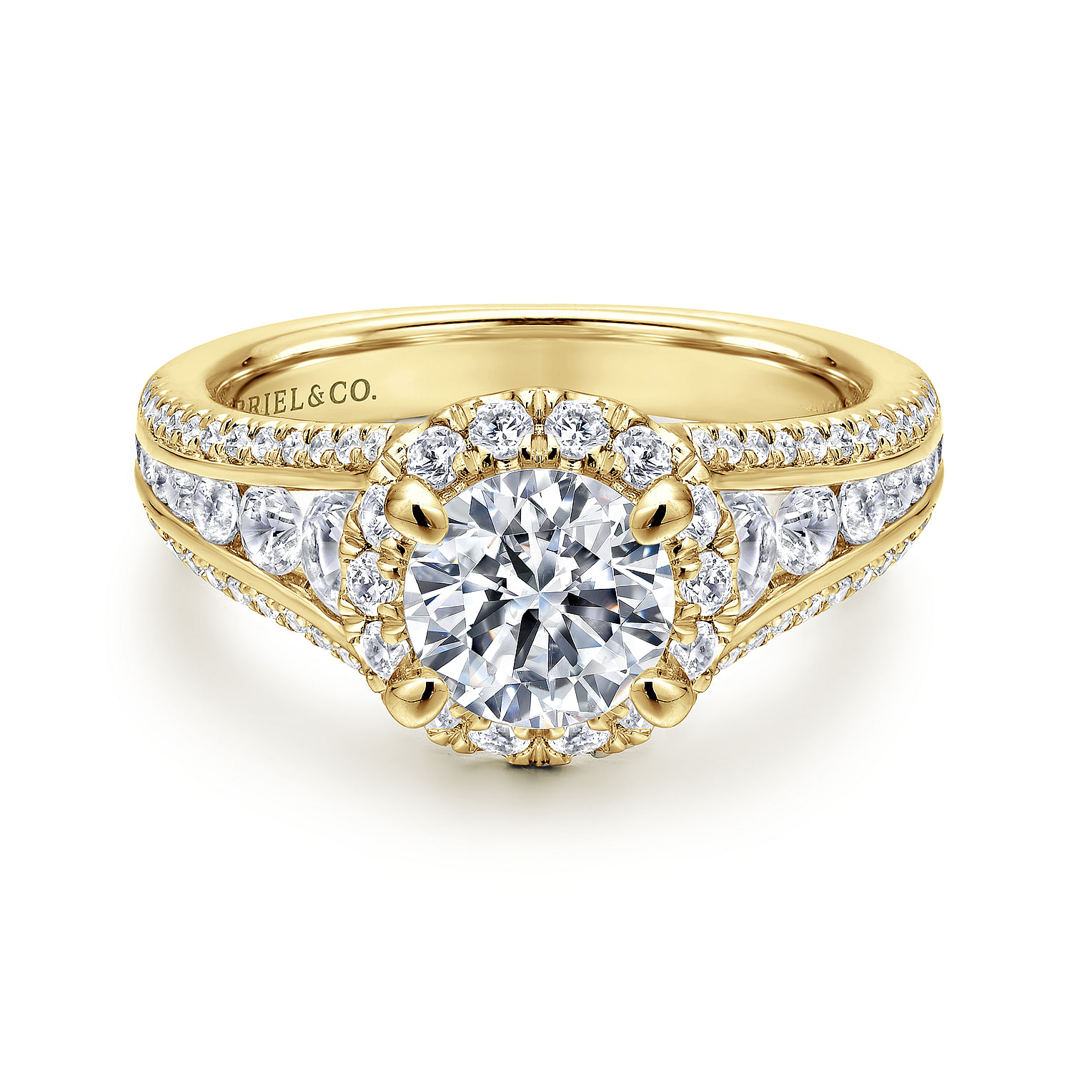 Sorrel - 14K Yellow Gold Round Halo Diamond Engagement Ring