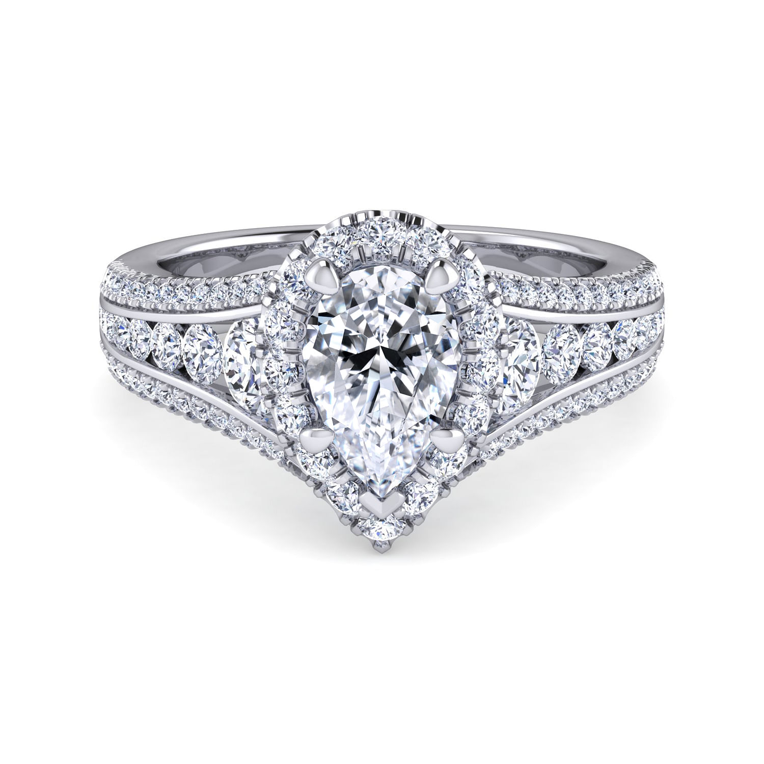 Sorrel - Platinum Pear Shape Halo Diamond Engagement Ring