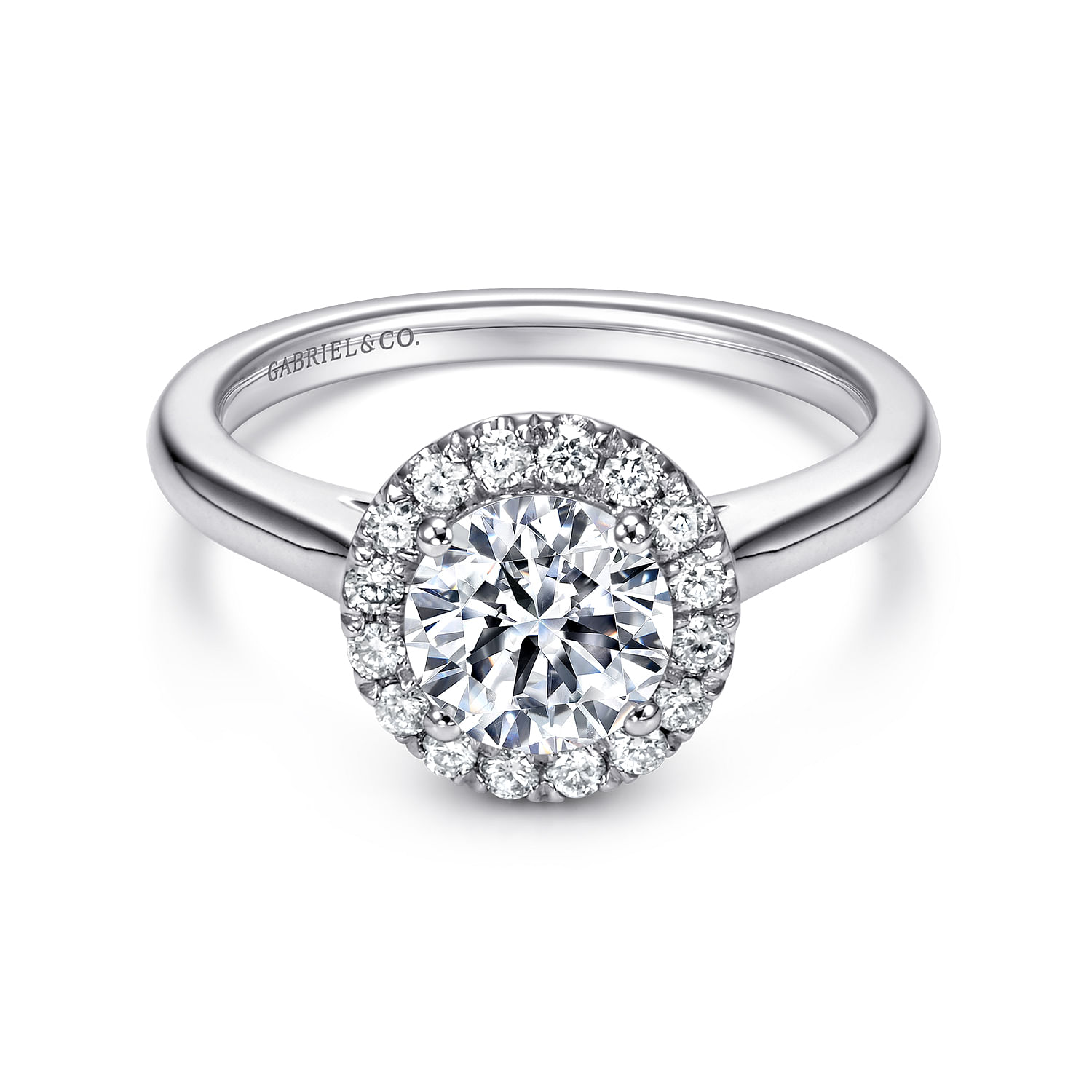 Stacy - 14K White Gold Round Halo Diamond Engagement Ring