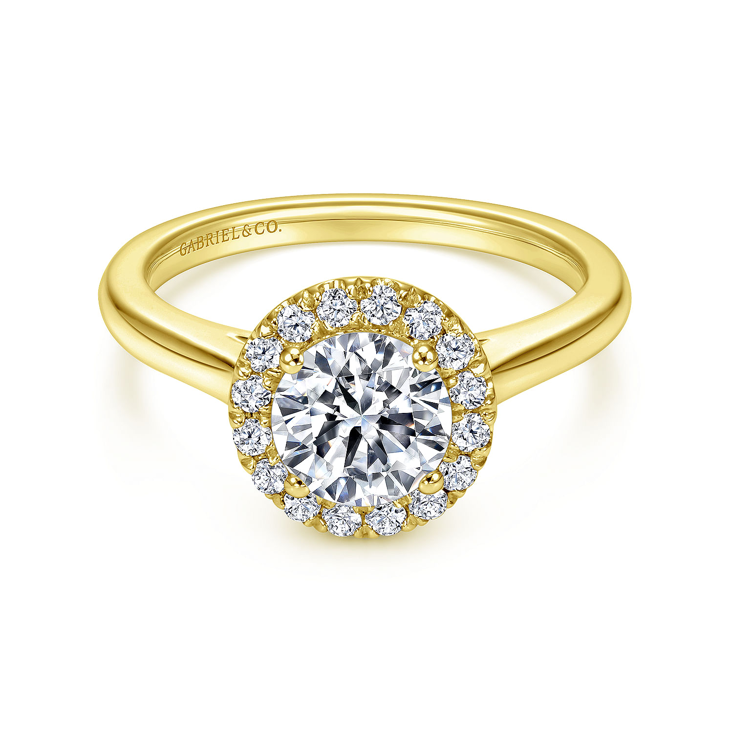 Stacy - 14K Yellow Gold Round Halo Diamond Engagement Ring