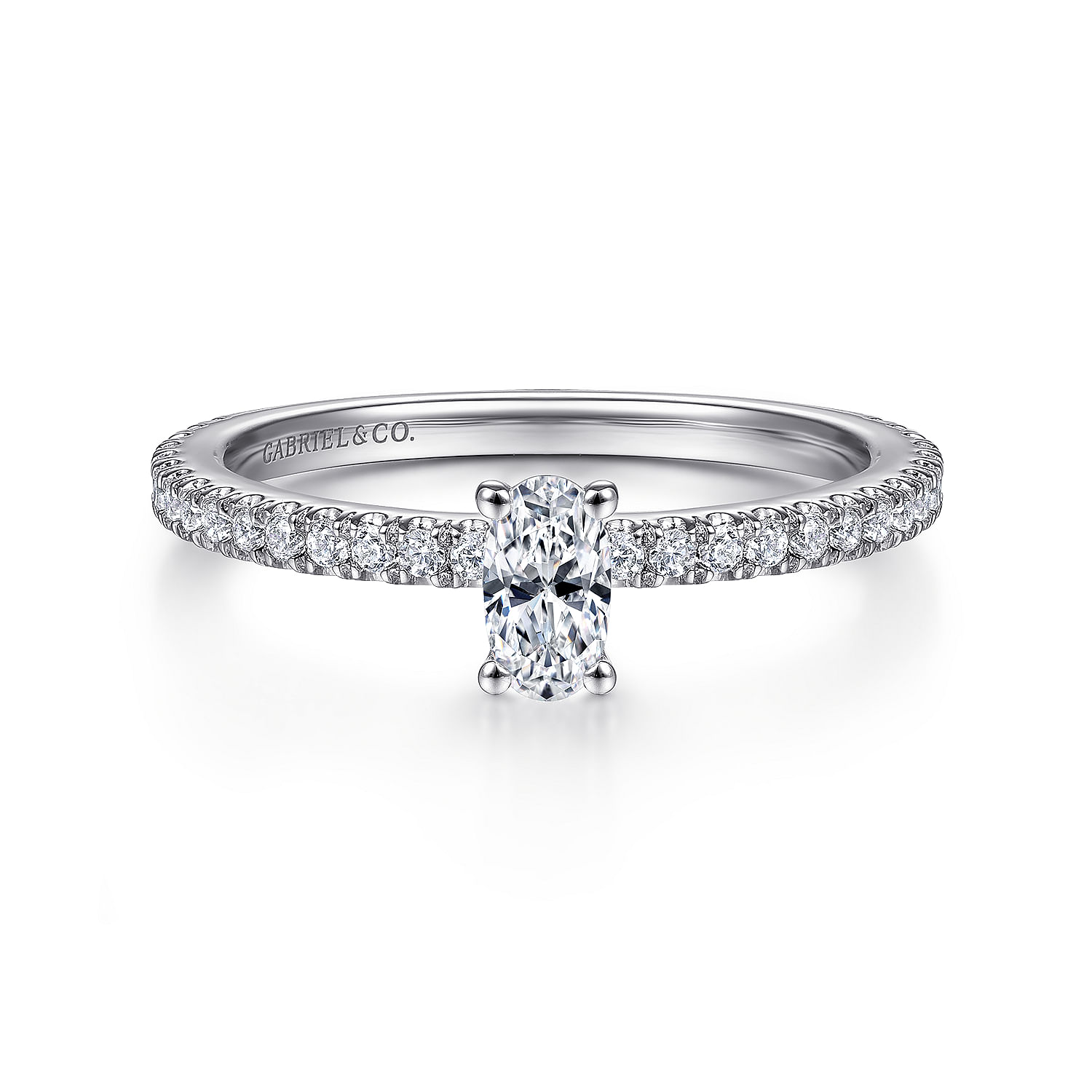 Stefanie - 14K White Gold Oval Diamond Engagement Ring