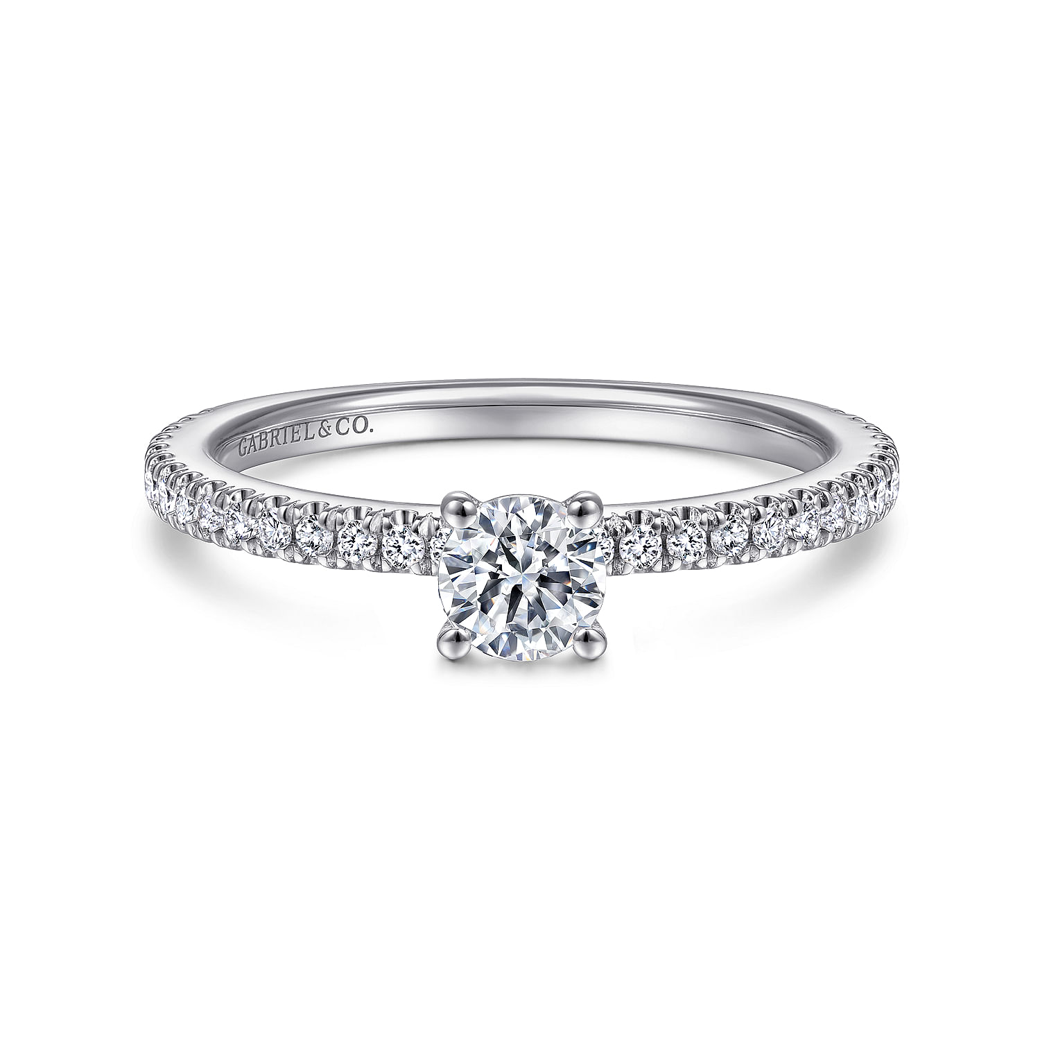 Stefanie - 14K White Gold Round Diamond Engagement Ring