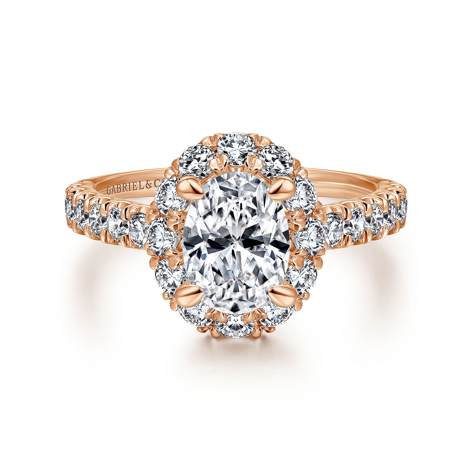 Sutton - 14K Rose Gold Oval Halo Diamond Engagement Ring