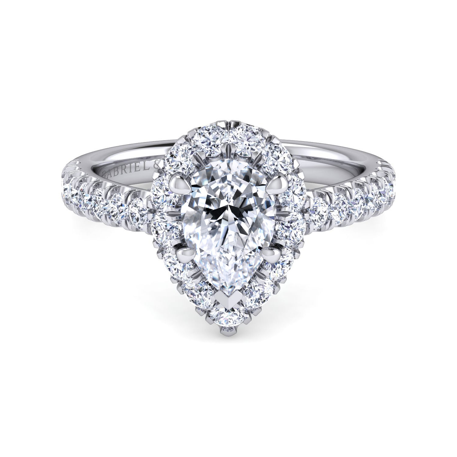 Sutton - Platinum Pear Shape Halo Diamond Engagement Ring