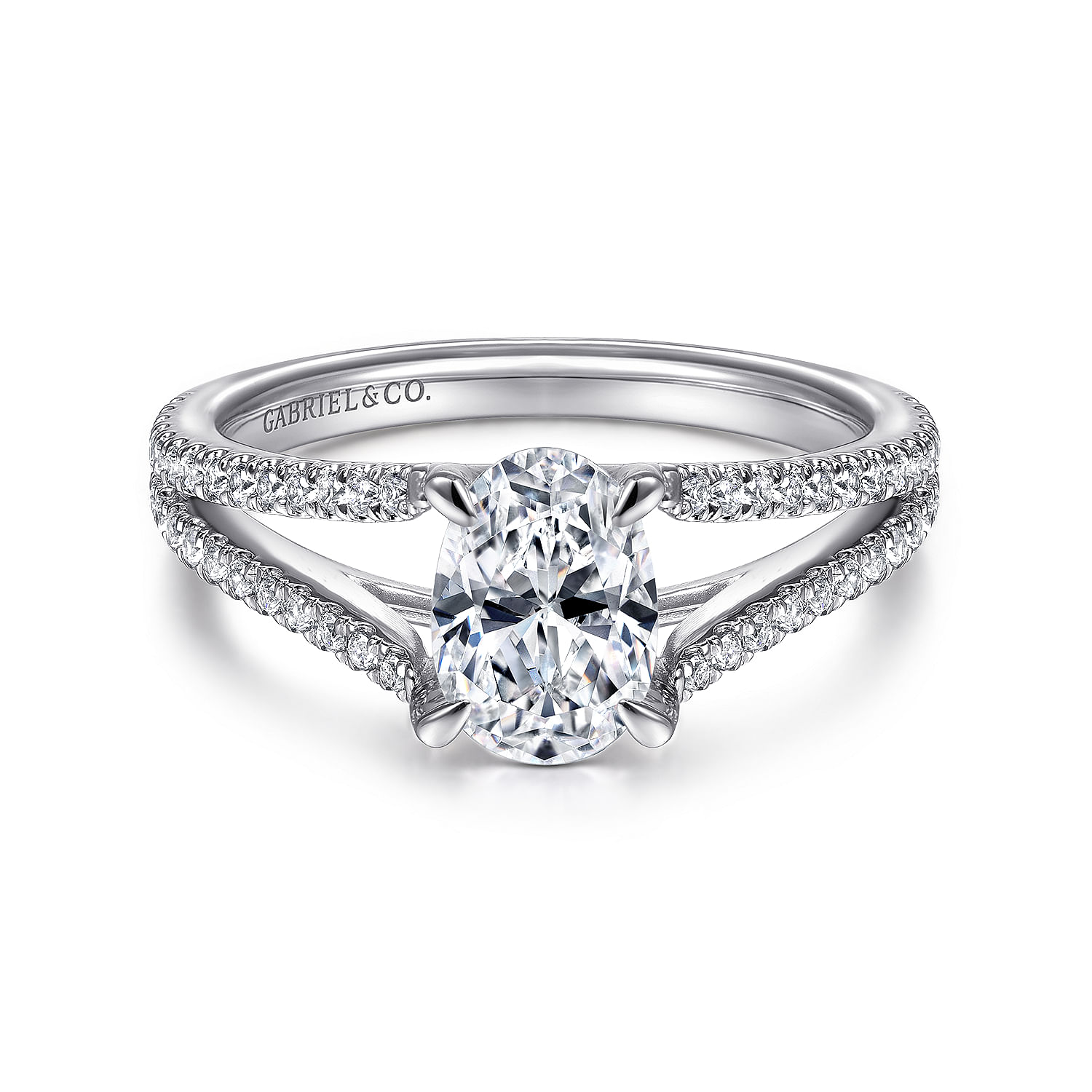 Tartan - 14K White Gold Oval Diamond Engagement Ring