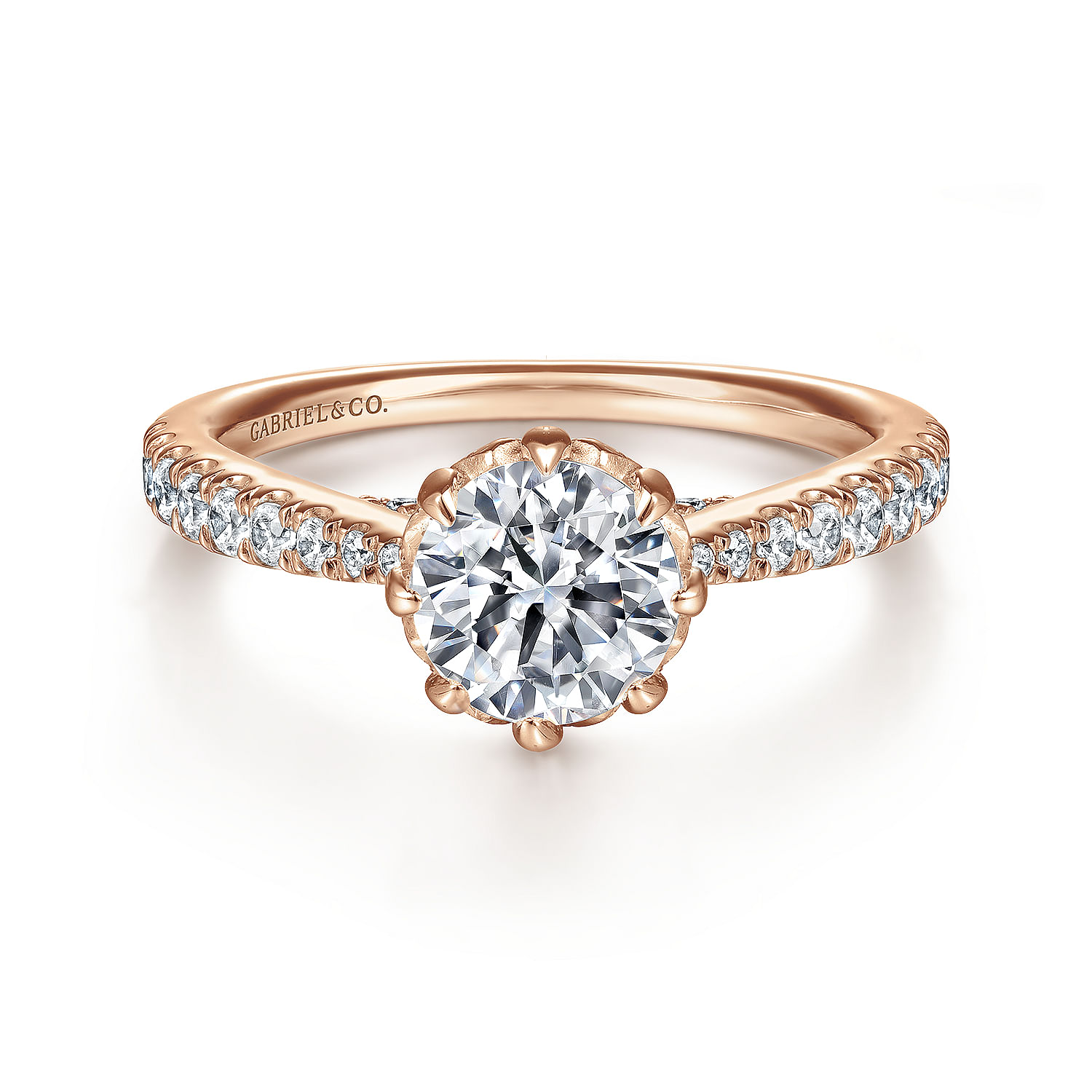 Tasha - 14K Rose Gold Round Diamond Engagement Ring