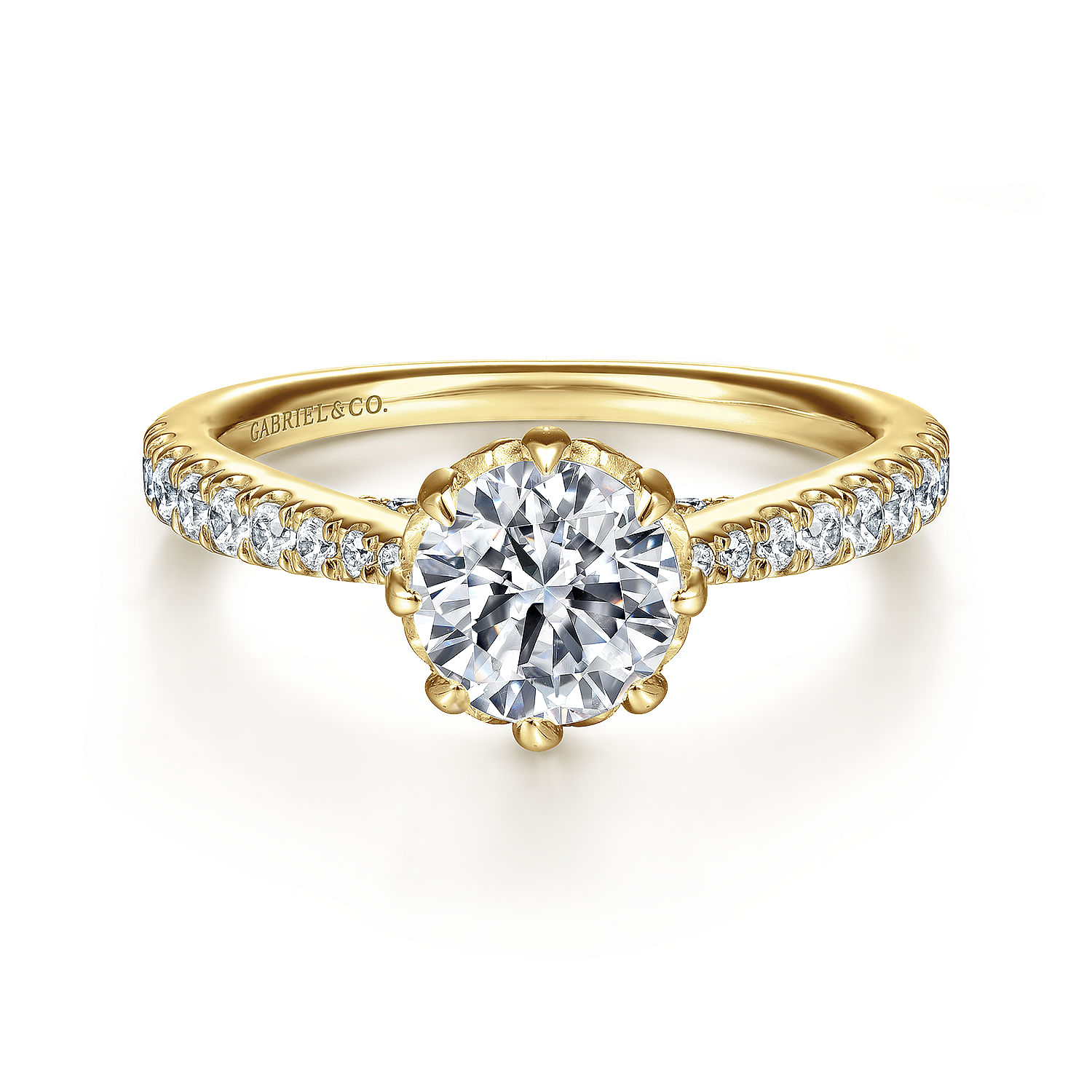 Tasha - 14K Yellow Gold Round Diamond Engagement Ring