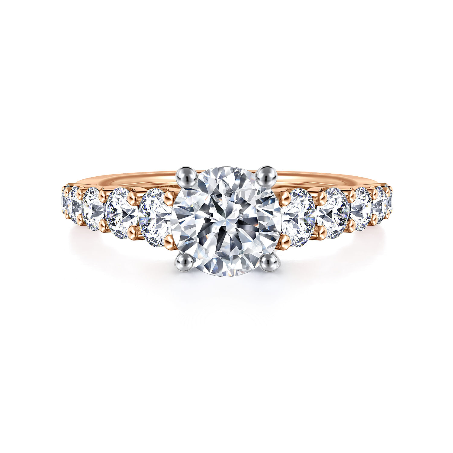 Taylor - 14K White-Rose Gold Round Diamond Engagement Ring