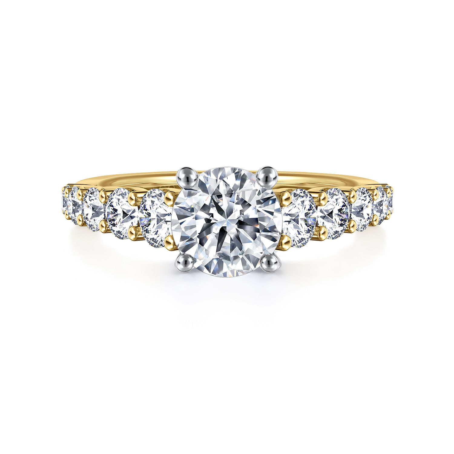 Taylor - 14K White-Yellow Gold Round Diamond Engagement Ring