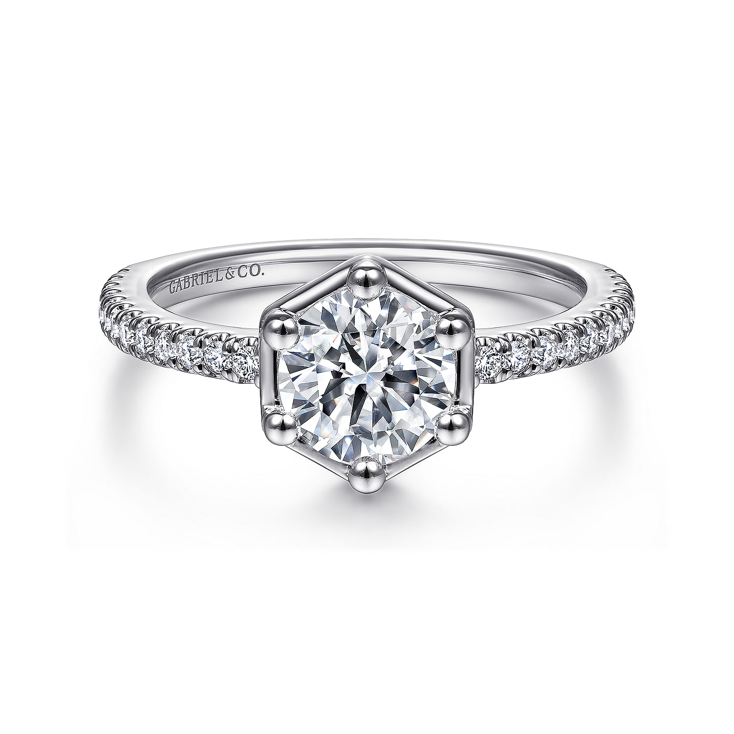 Teague - 14K White Gold Round Diamond Engagement Ring