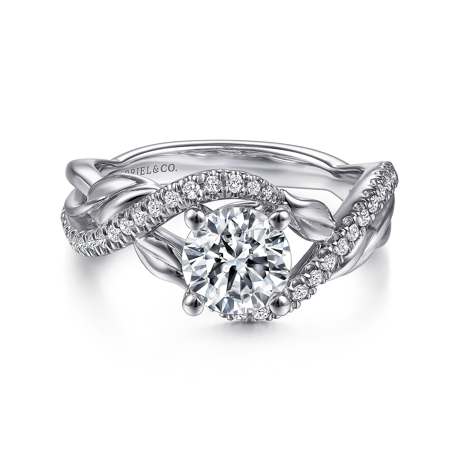 Tennison - 14K White Gold Round Diamond Bypass Engagement Ring