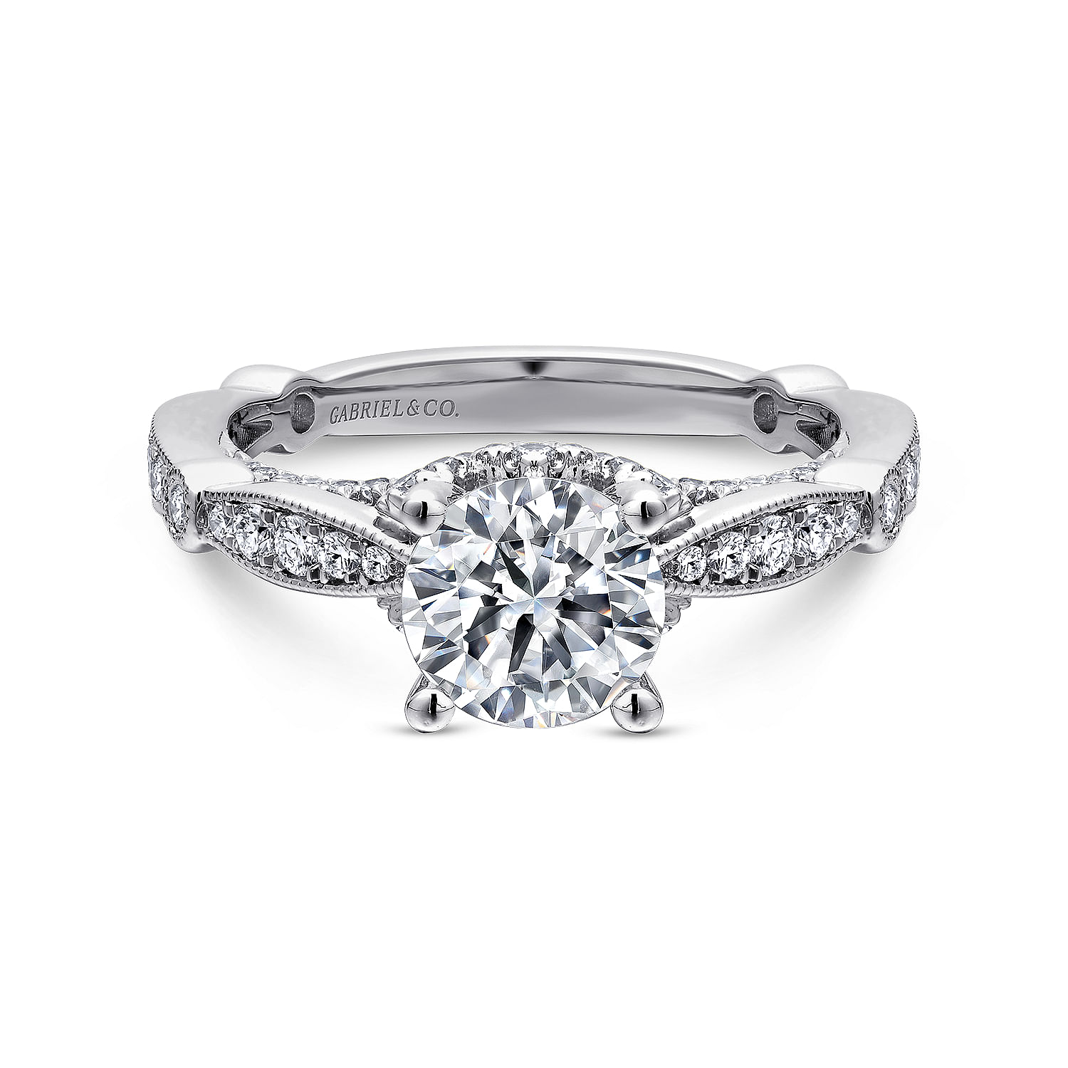 Thistle - 14K White Gold Round Diamond Engagement Ring