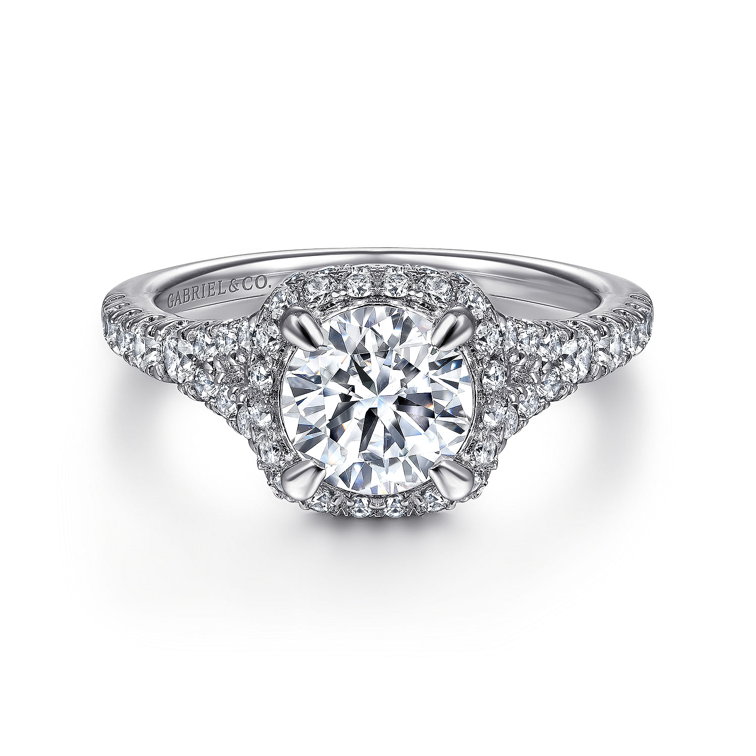 Thyme - Platinum Cushion Halo Round Diamond Engagement Ring