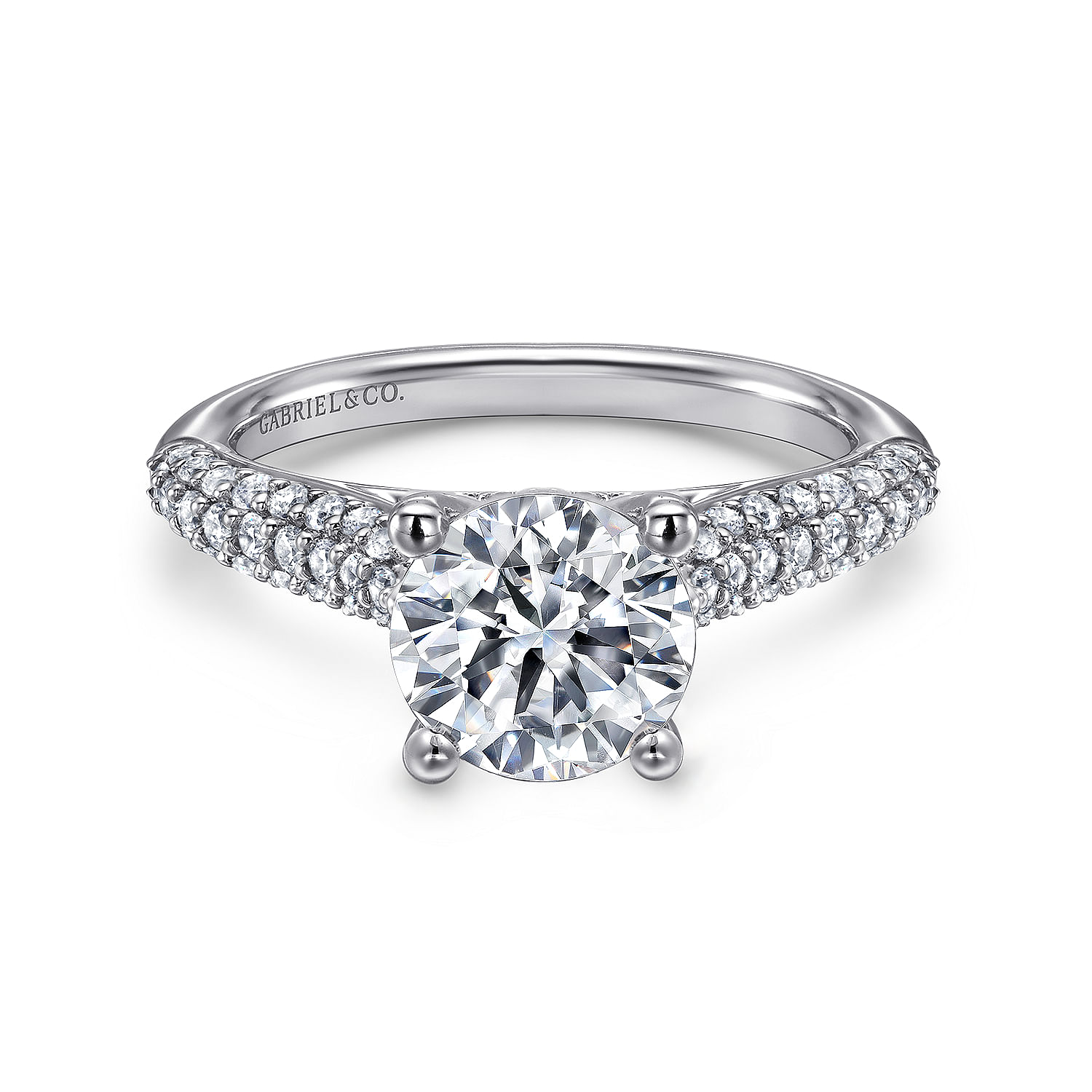 Tina - 14K White Gold Round Diamond Engagement Ring