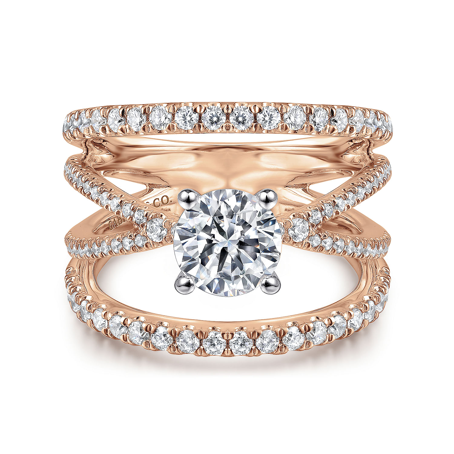 Titania - 14K White-Rose Gold Round Diamond Engagement Ring