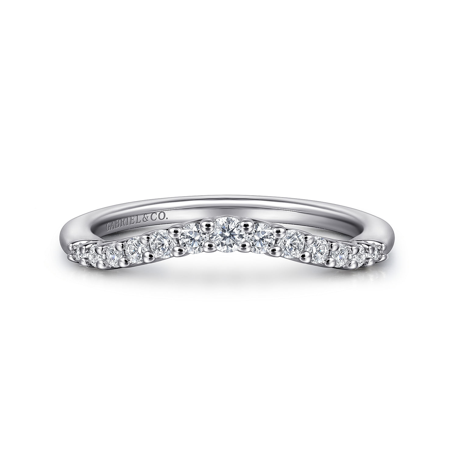 Toulon - Curved 14K White Gold Shared Prong Diamond Wedding Band