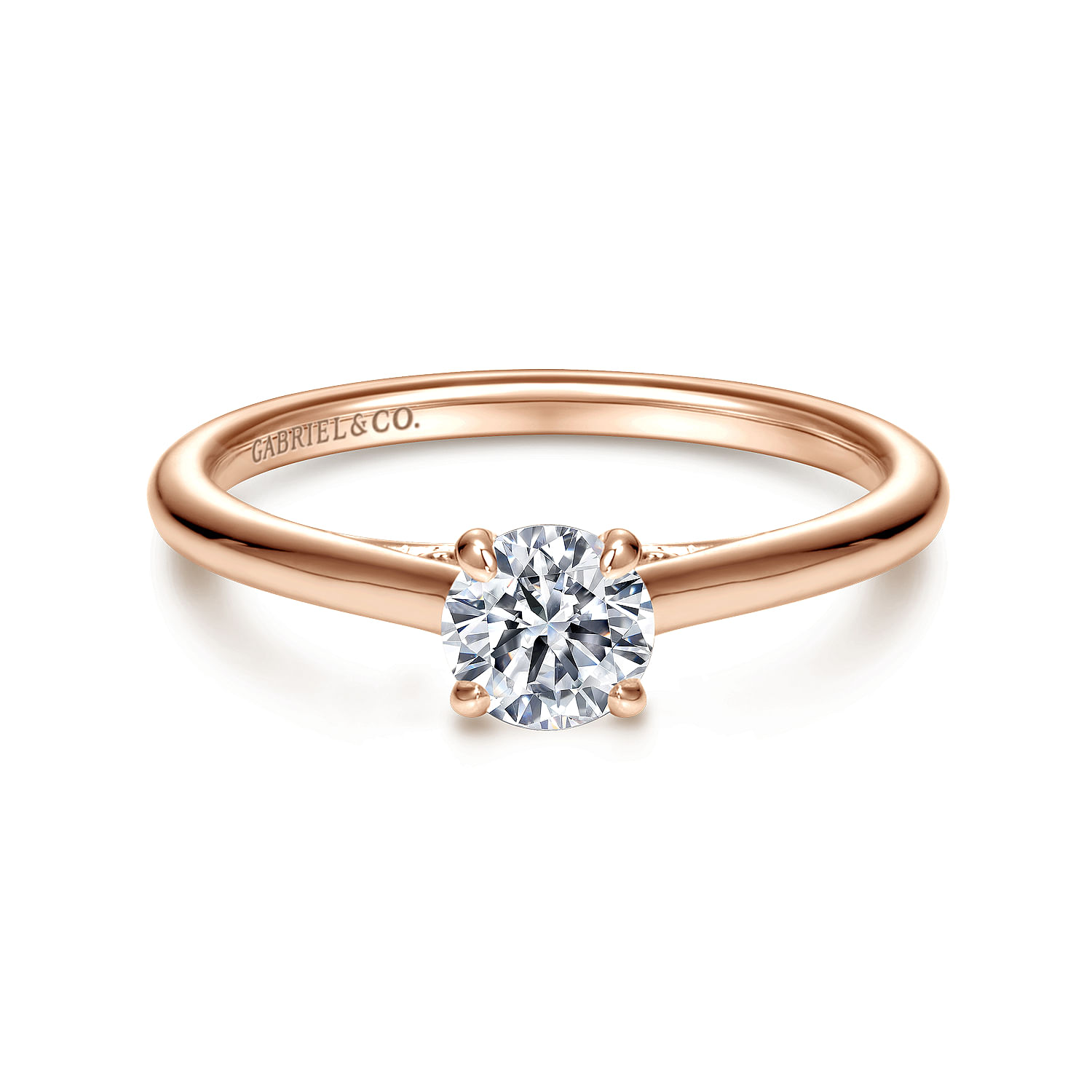 Valerie - Vintage Inspired 14K Rose Gold Round Diamond Engagement Ring