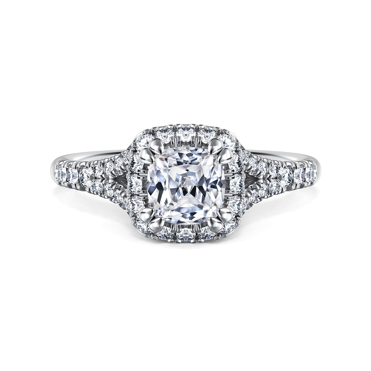Verbena - 14K White Gold Cushion Halo Diamond Engagement Ring