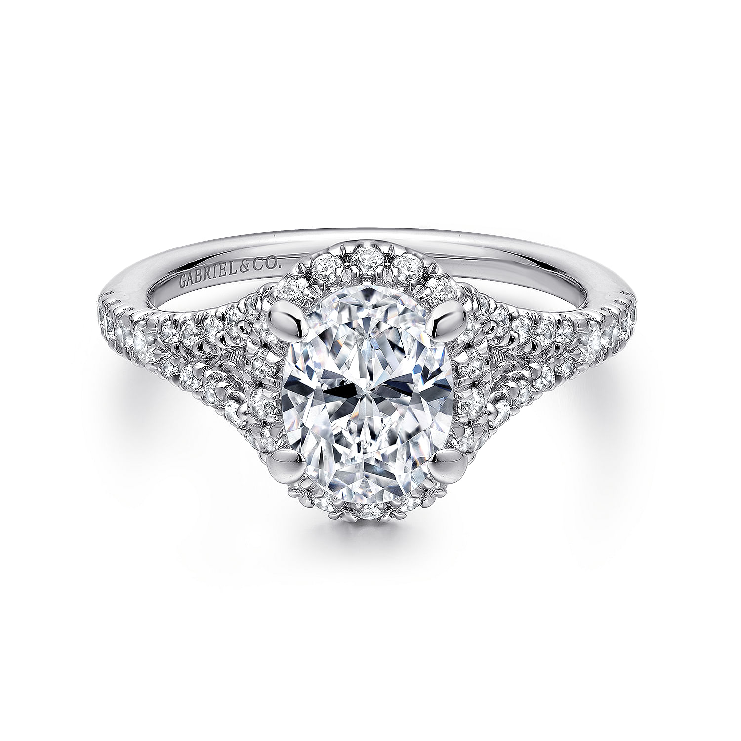 Verbena - Platinum Oval Halo Diamond Engagement Ring