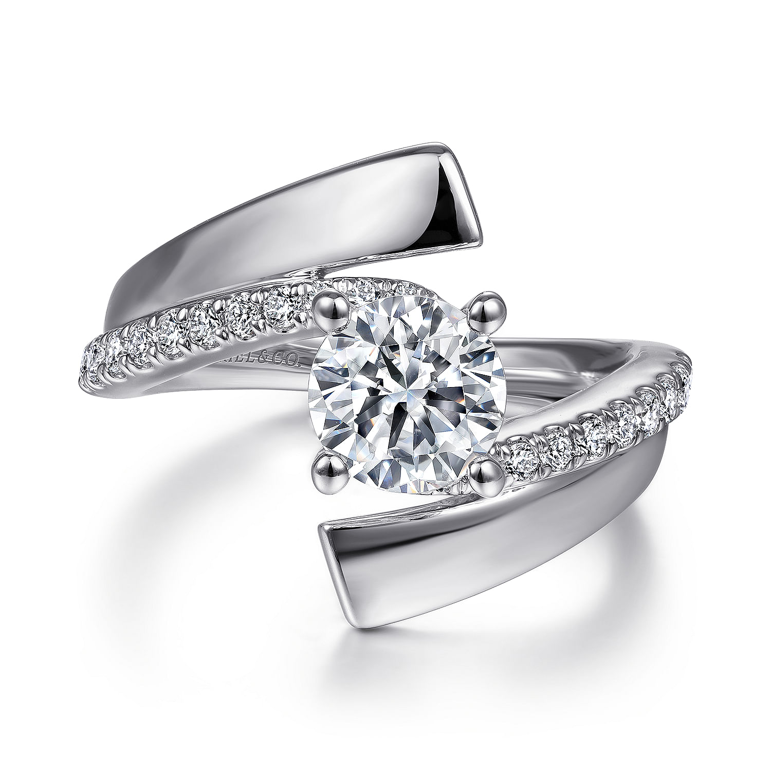 Watson - 14K White Gold Round Bypass Diamond Engagement Ring