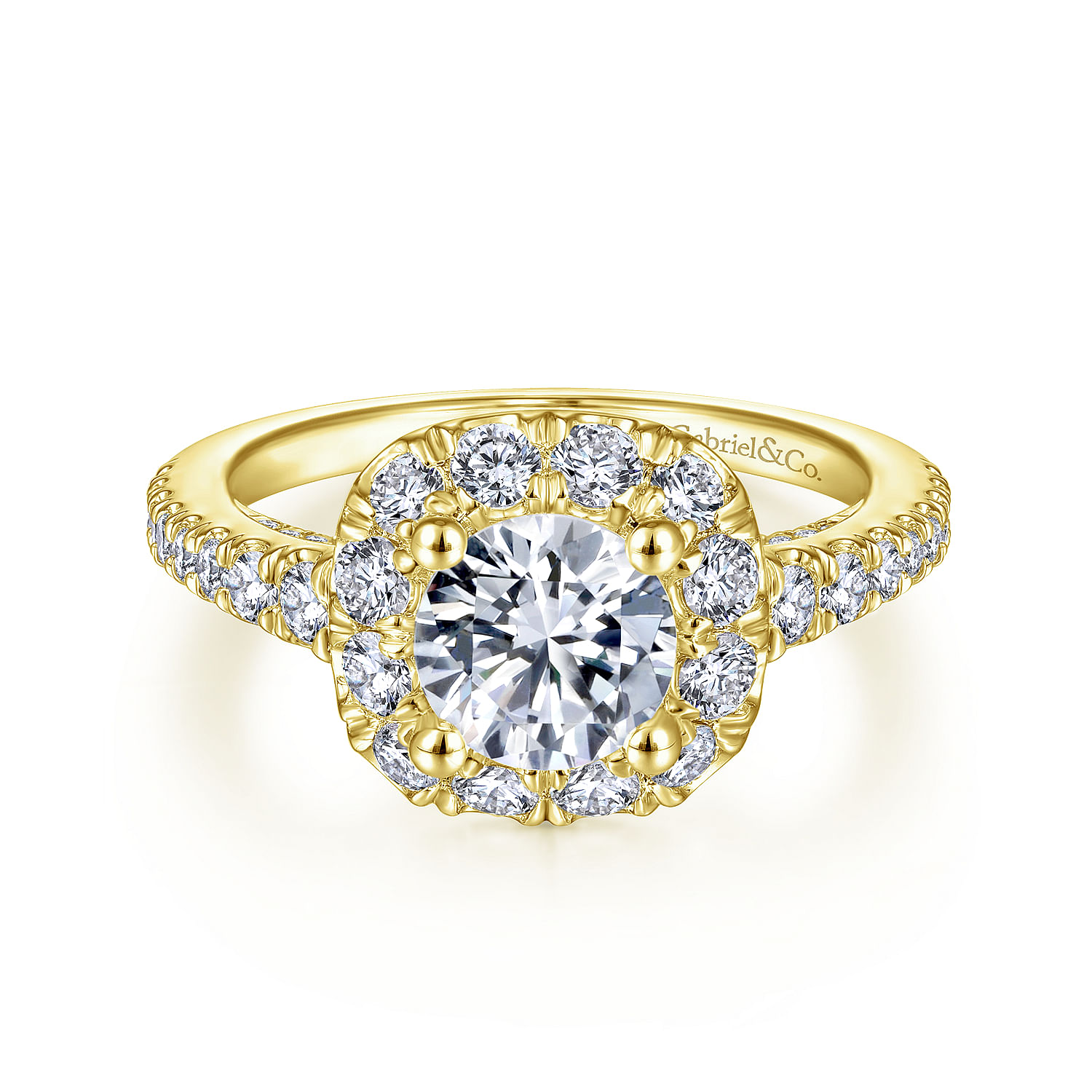 Wendell - 14K Yellow Gold Round Halo Diamond Engagement Ring