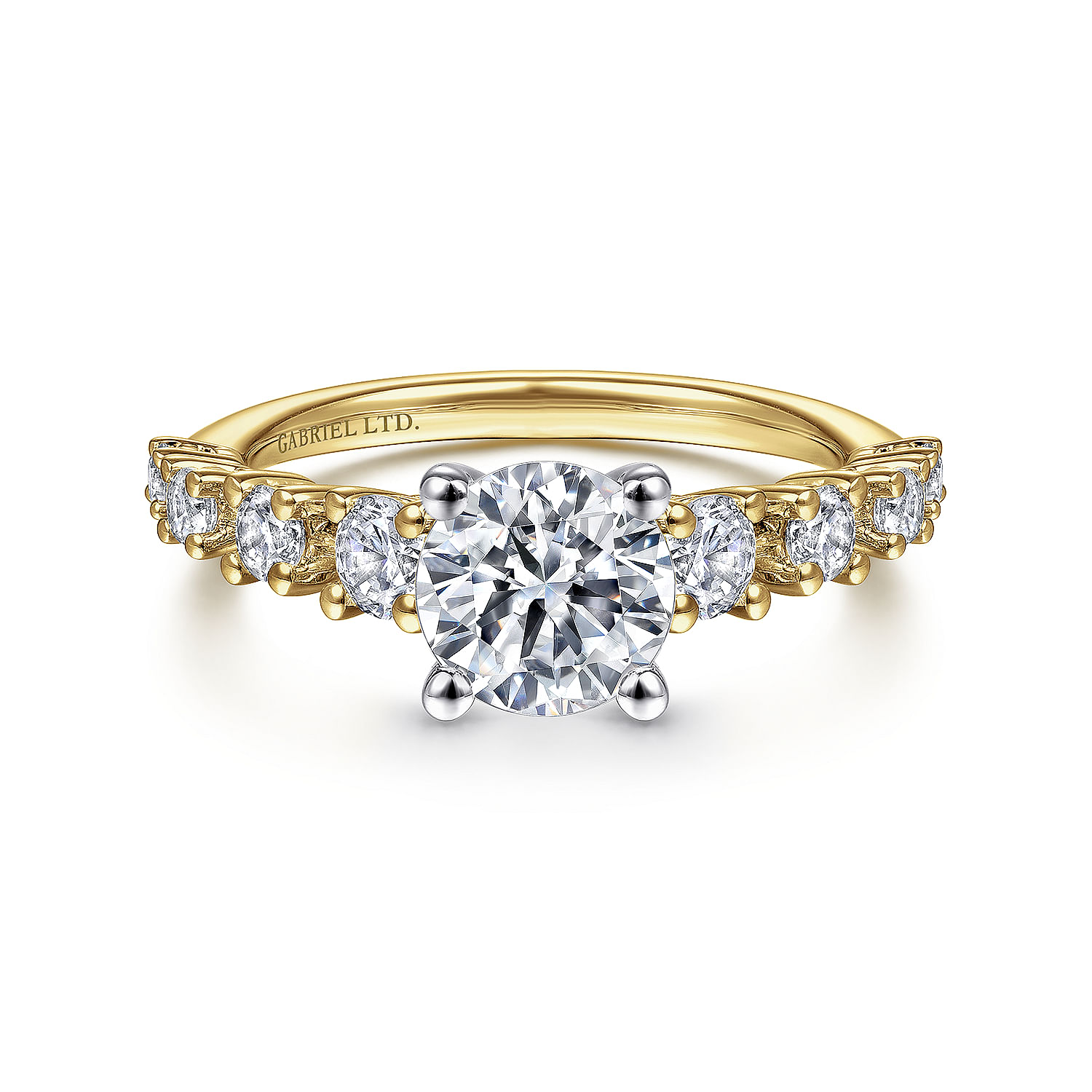 Wiley - 14K White-Yellow Gold Round Diamond Engagement Ring