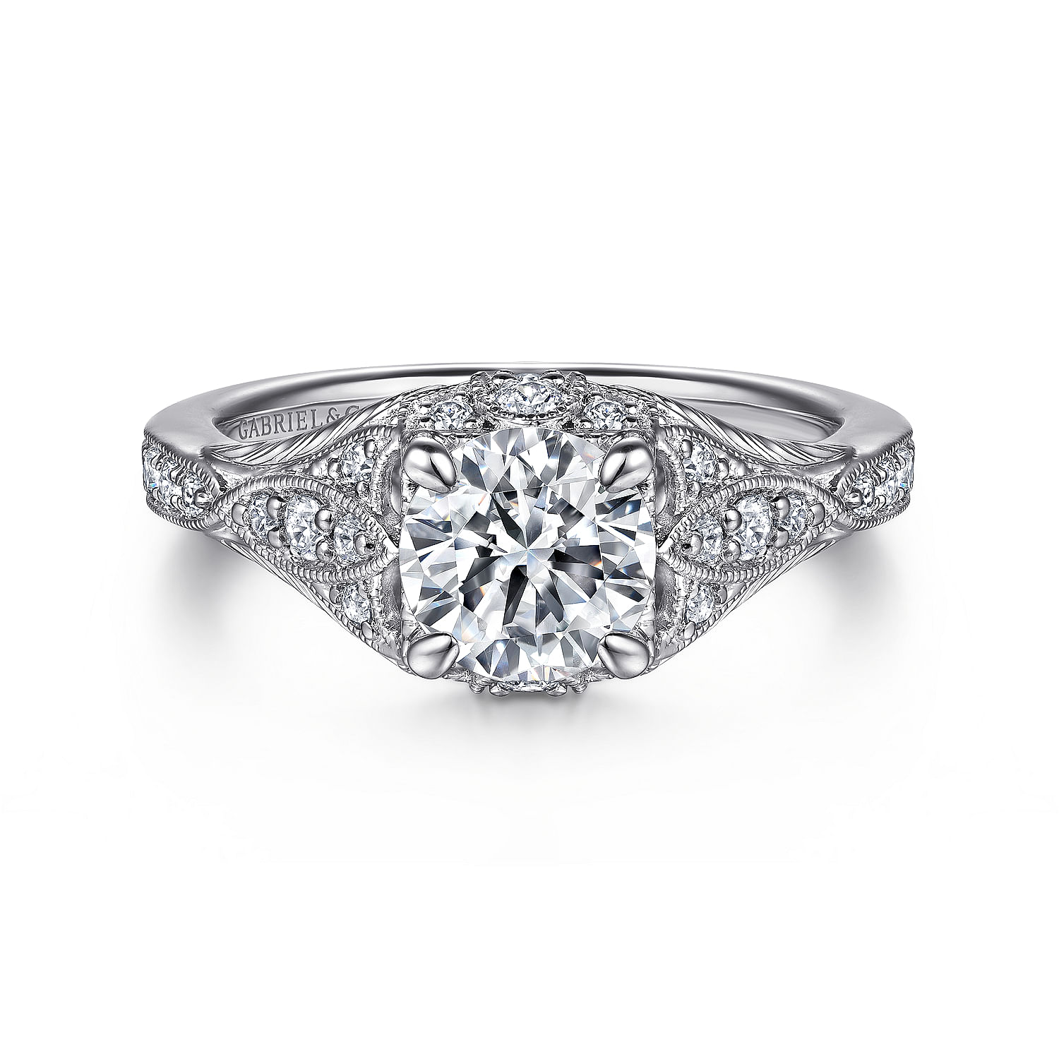 Windsor - Unique Platinum Vintage Inspired Diamond Halo Engagement Ring