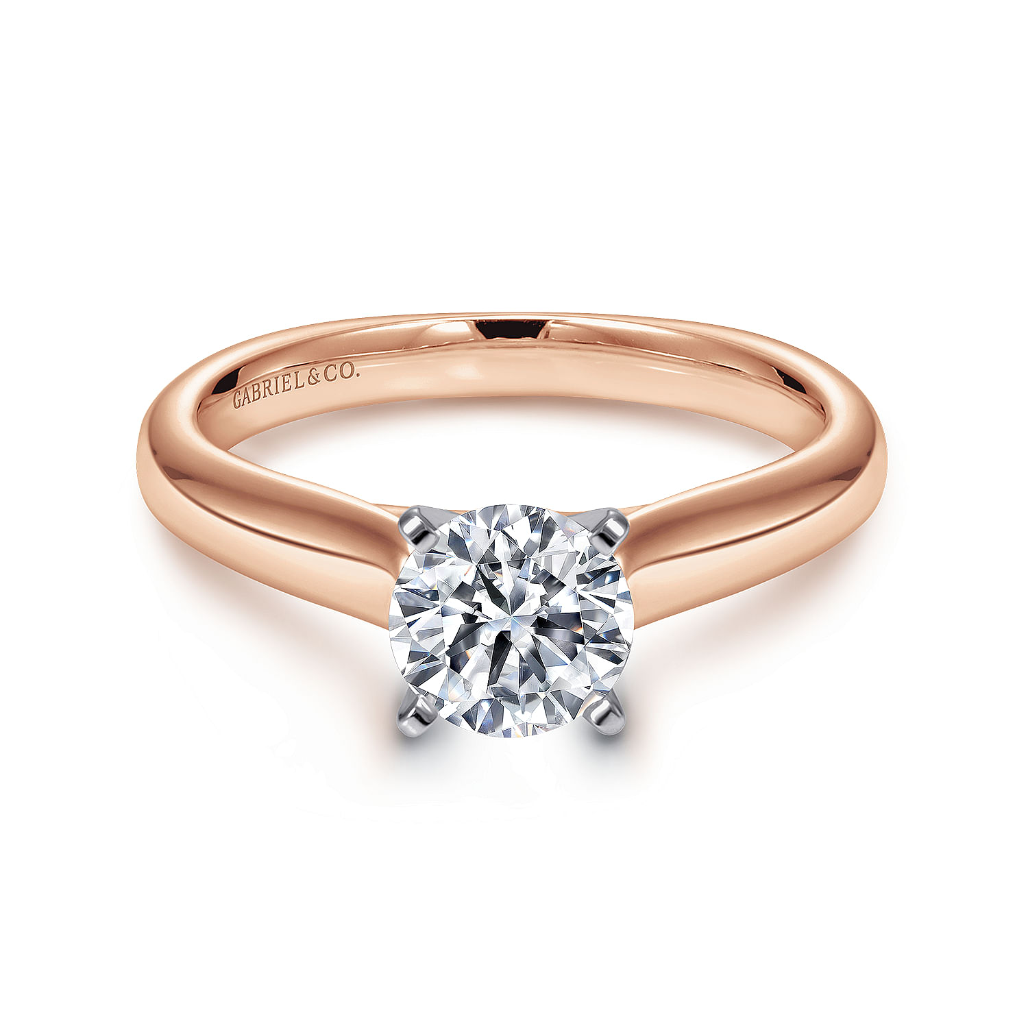 Winter - 14K White-Rose Gold Round Diamond Engagement Ring