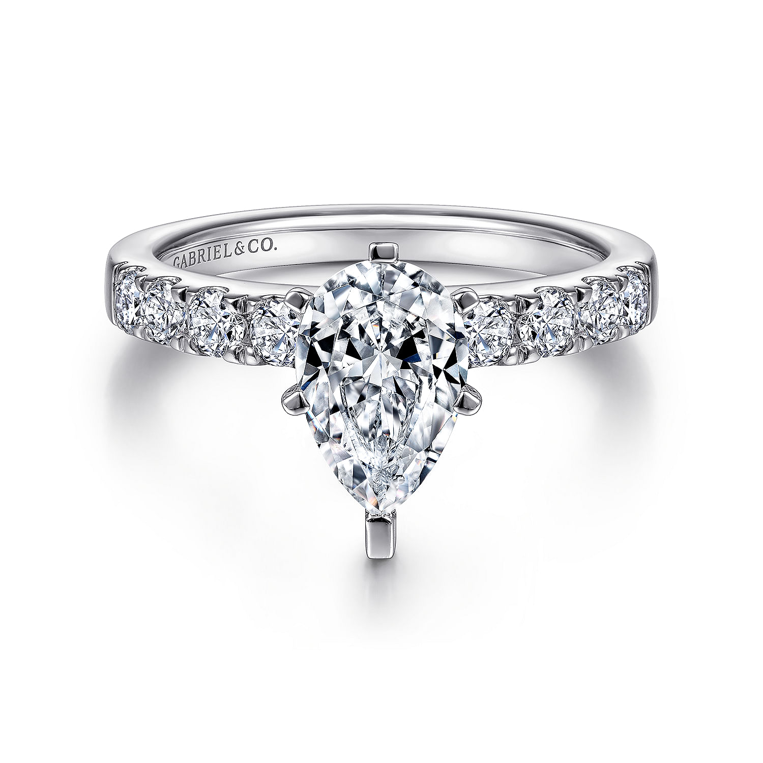 Wyatt - 14K White Gold Pear Shape Diamond Engagement Ring