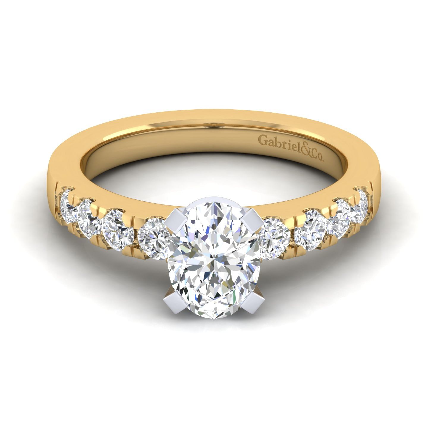 Wyatt - 14K White-Yellow Gold Oval Diamond Engagement Ring