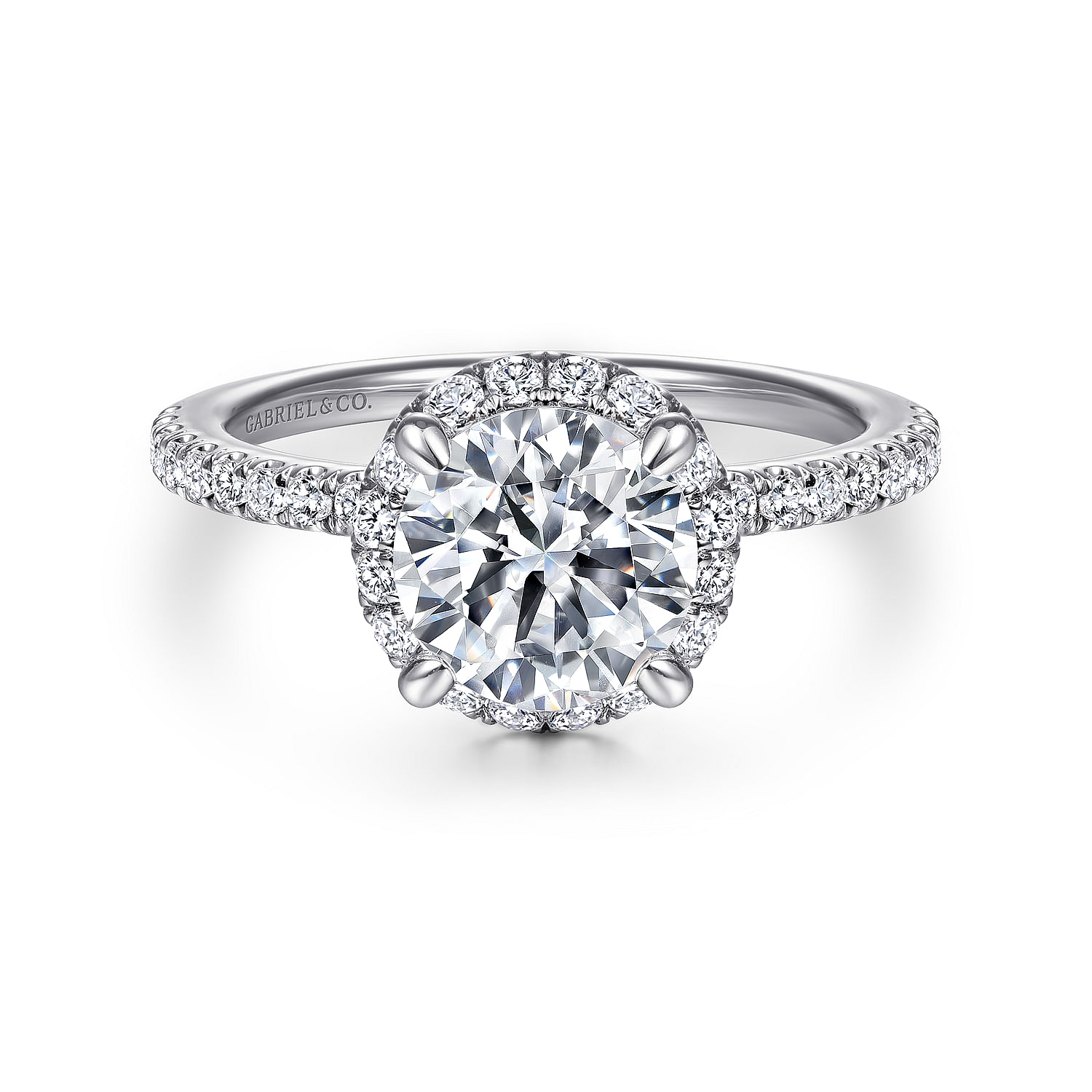 Yasmin - 14K White Gold Round Halo Diamond Engagement Ring