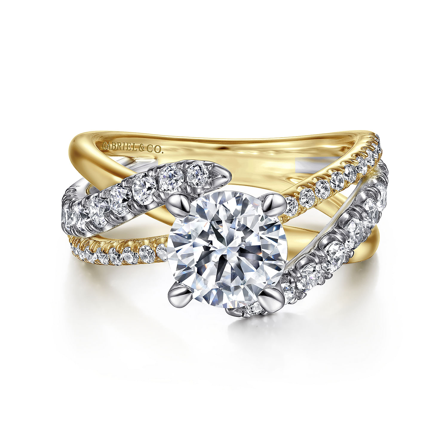 Zaira - 14K White-Yellow Gold Round Diamond Engagement Ring