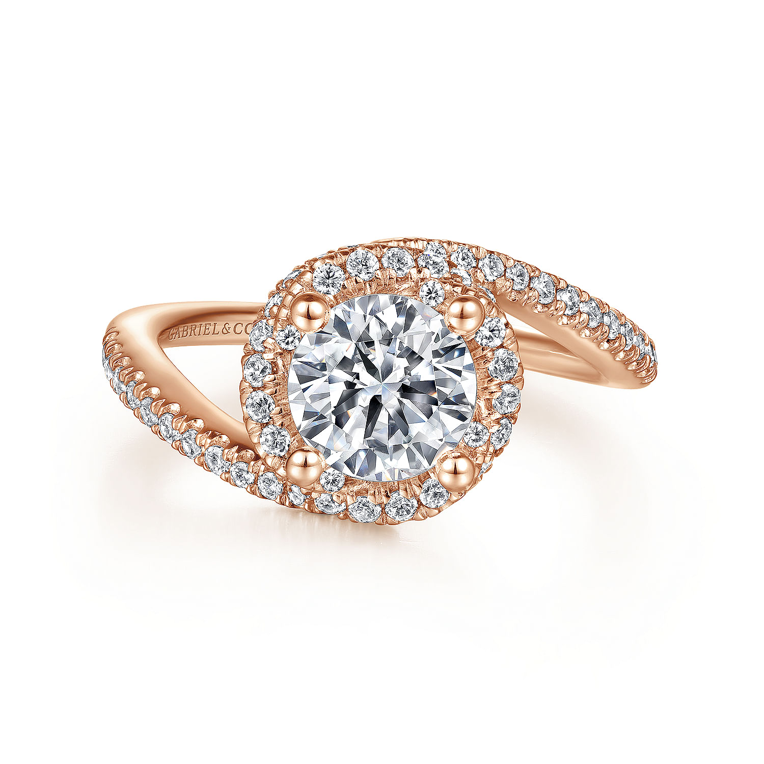 Zolyn - 14K Rose Gold Round Halo Diamond Engagement Ring