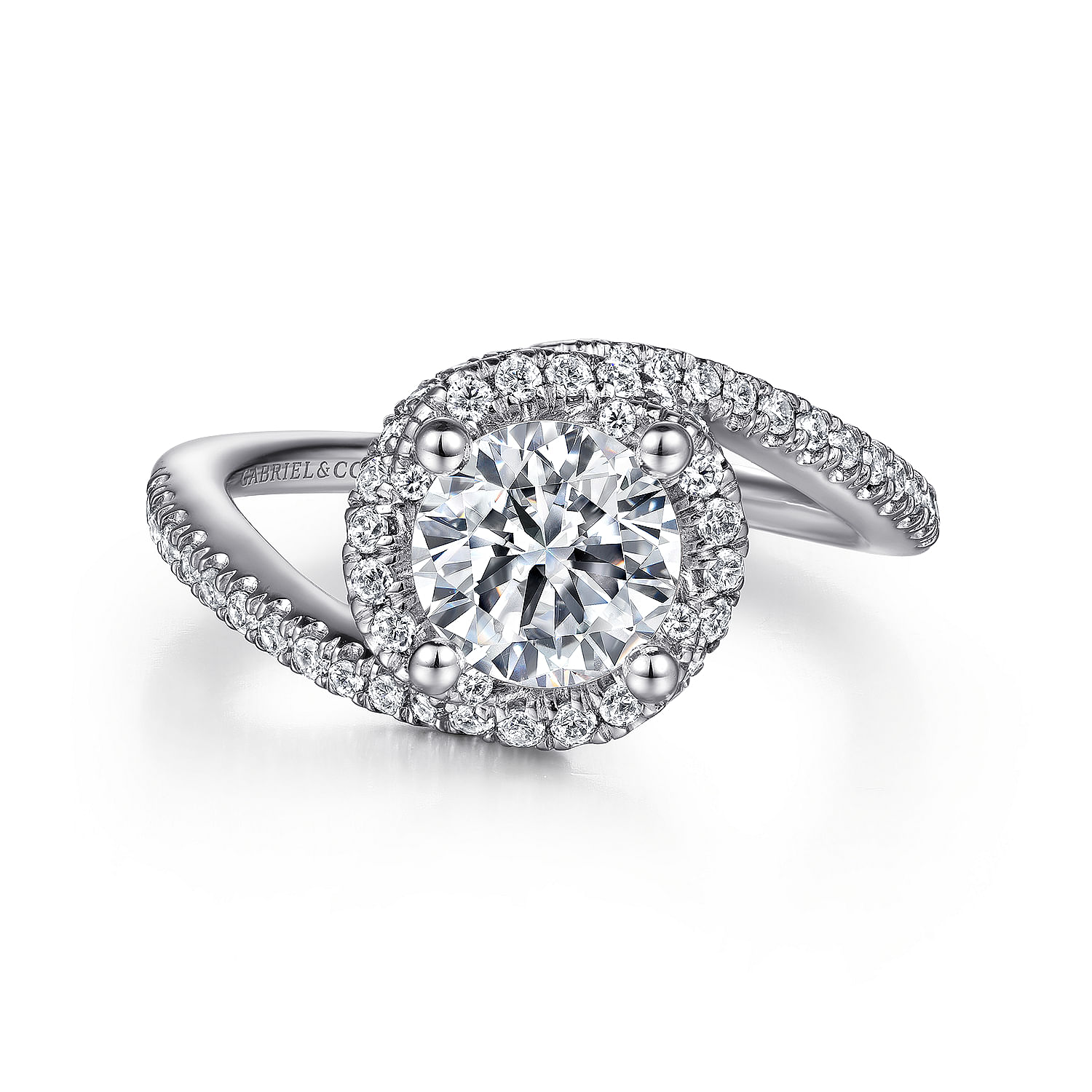Zolyn - 14K White Gold Round Halo Diamond Engagement Ring