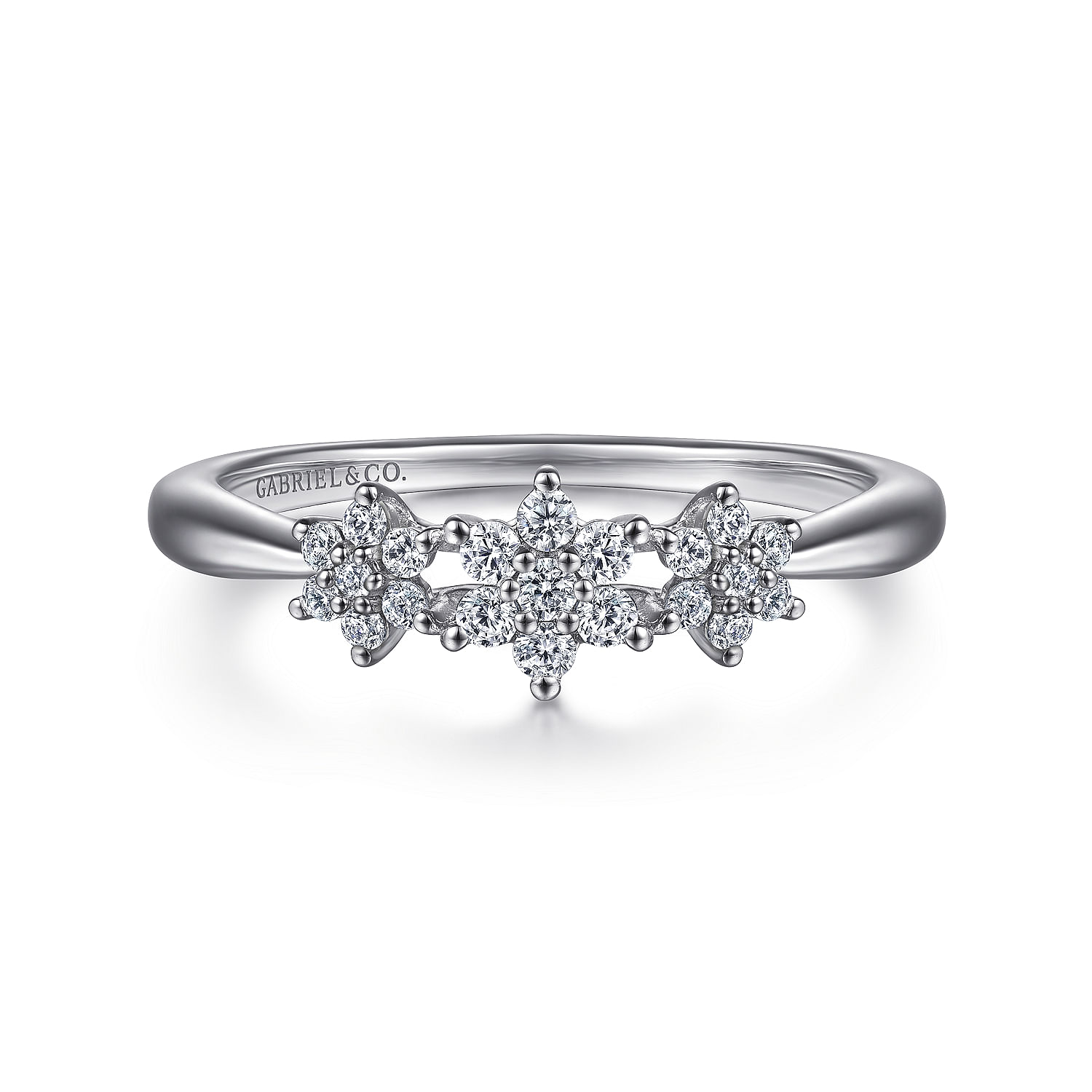 14K White Gold Cluster Diamond Floral Ring