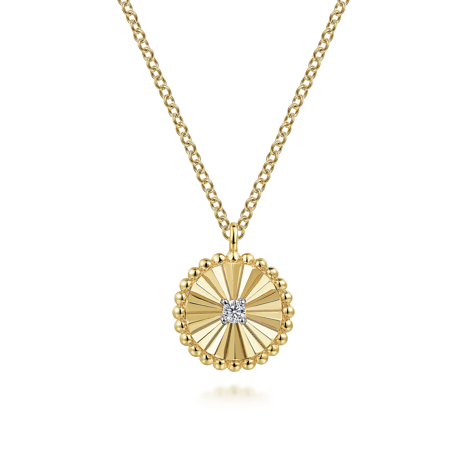 14K White-Yellow Gold Diamond Bujukan  Pendant Necklace