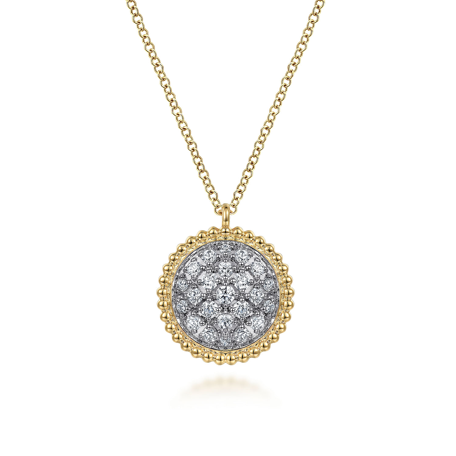 14K Yellow Gold Bujukan Pave Diamond Medallion Necklace