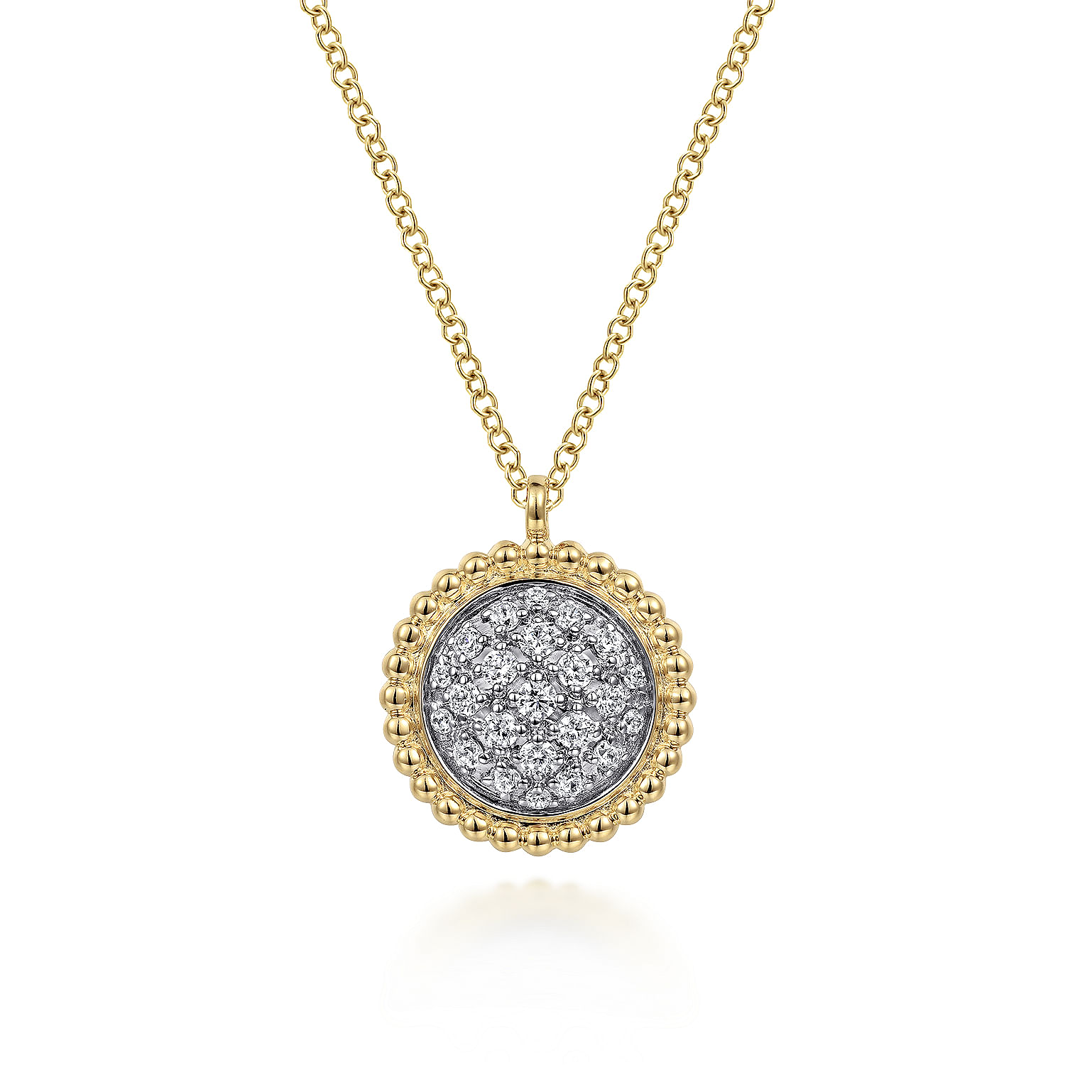 14K Yellow Gold Bujukan and Diamond Pave Pendant Necklace