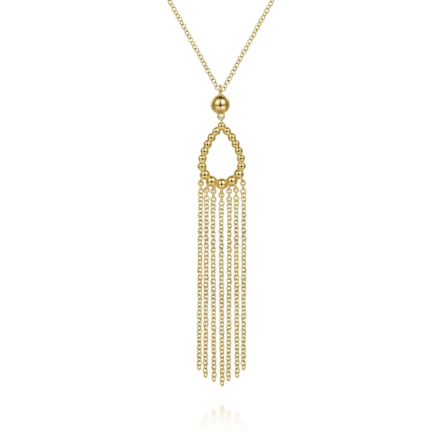 14K Yellow Gold Chain Tassel Pendant Necklace