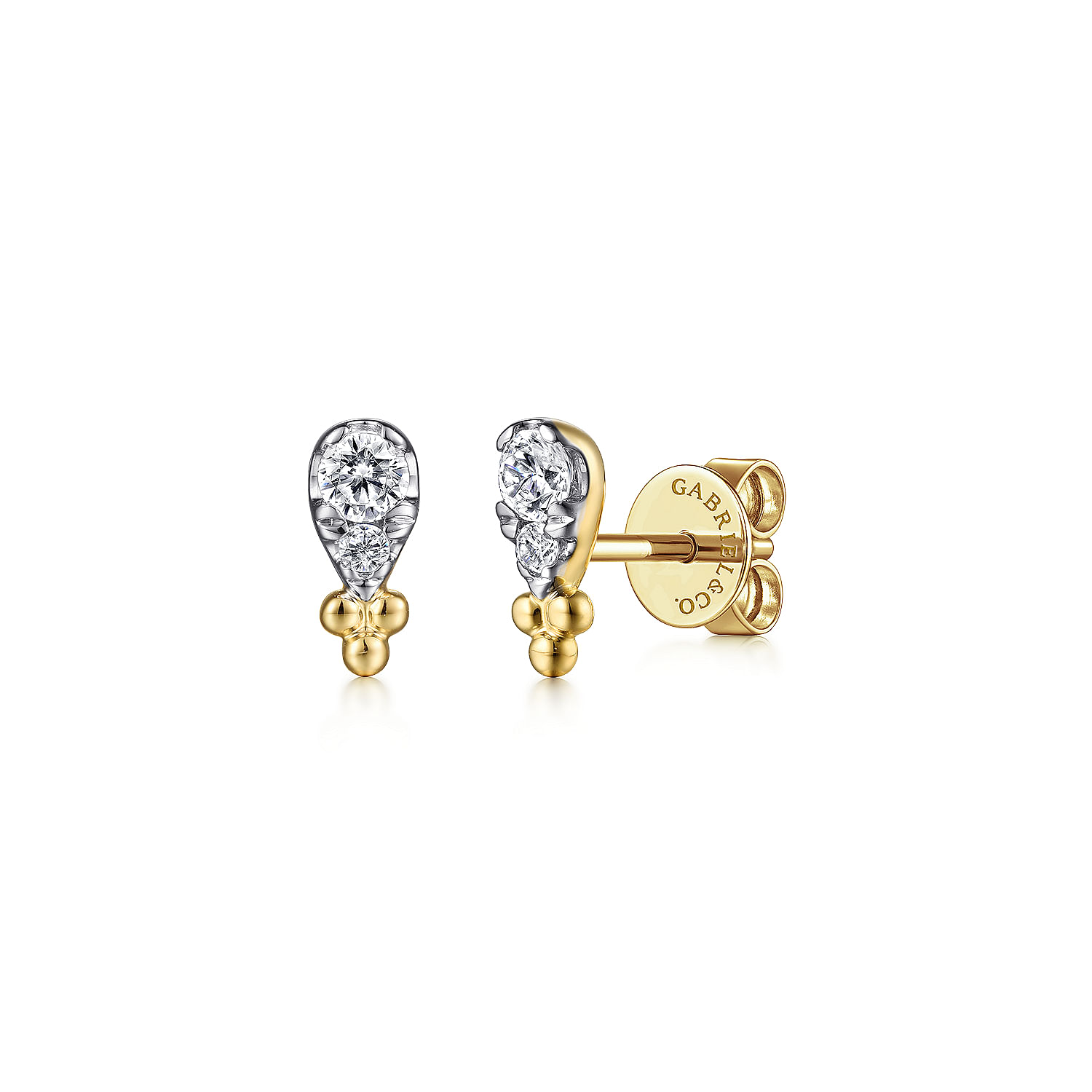 14K Yellow Gold Diamond Bujukan Stud Earrings
