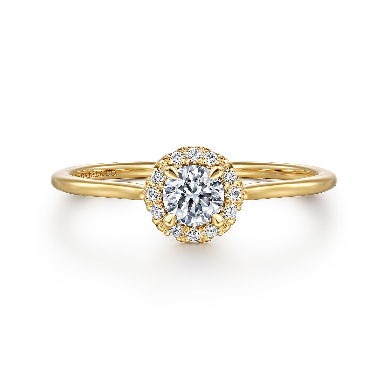 14K Yellow Gold Diamond Halo Promise Ring