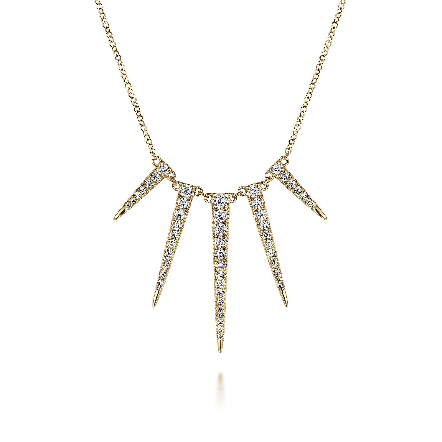 14K Yellow Gold Edgy Spikes Diamond Necklace