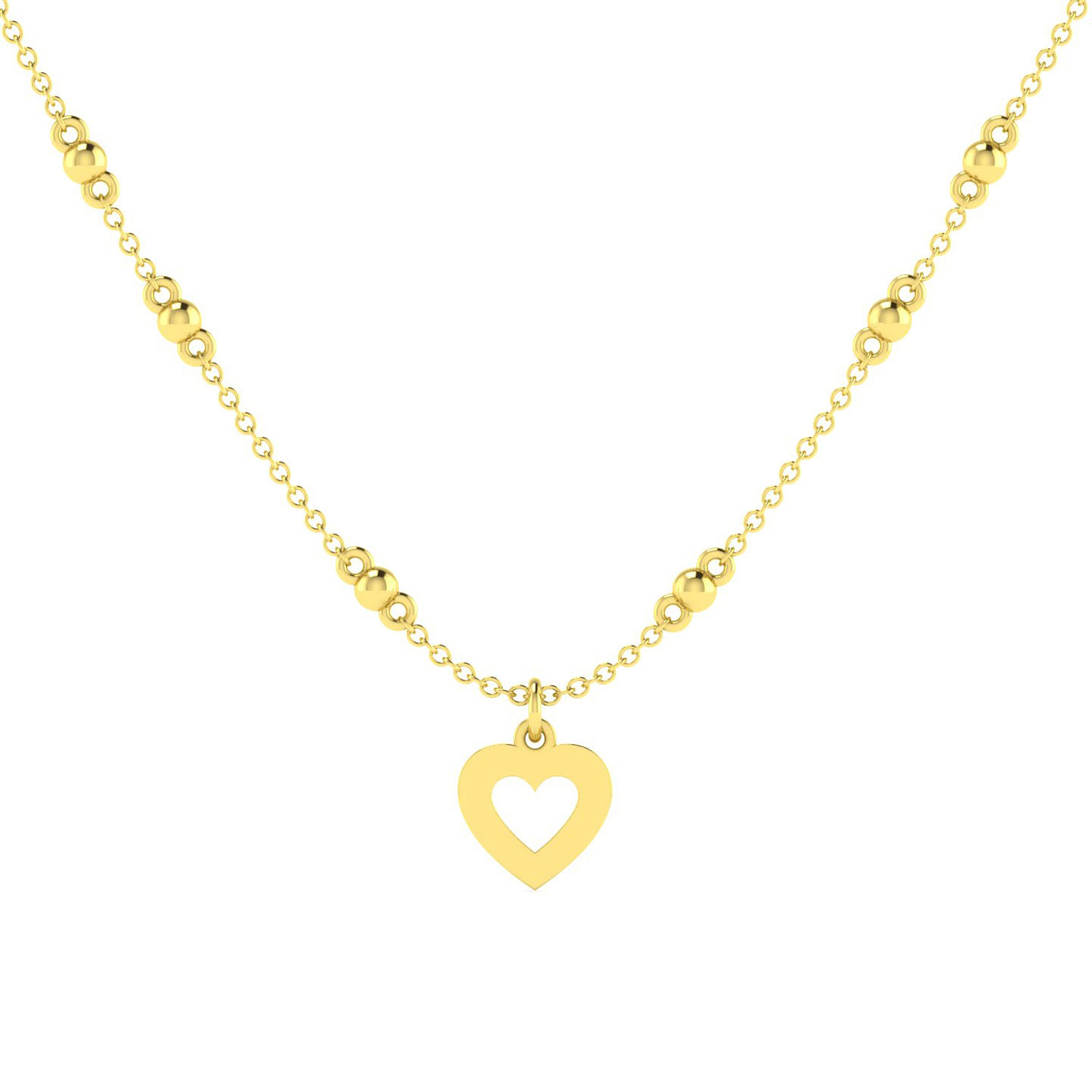14K Yellow Gold Heart Cutout Pendant Necklace