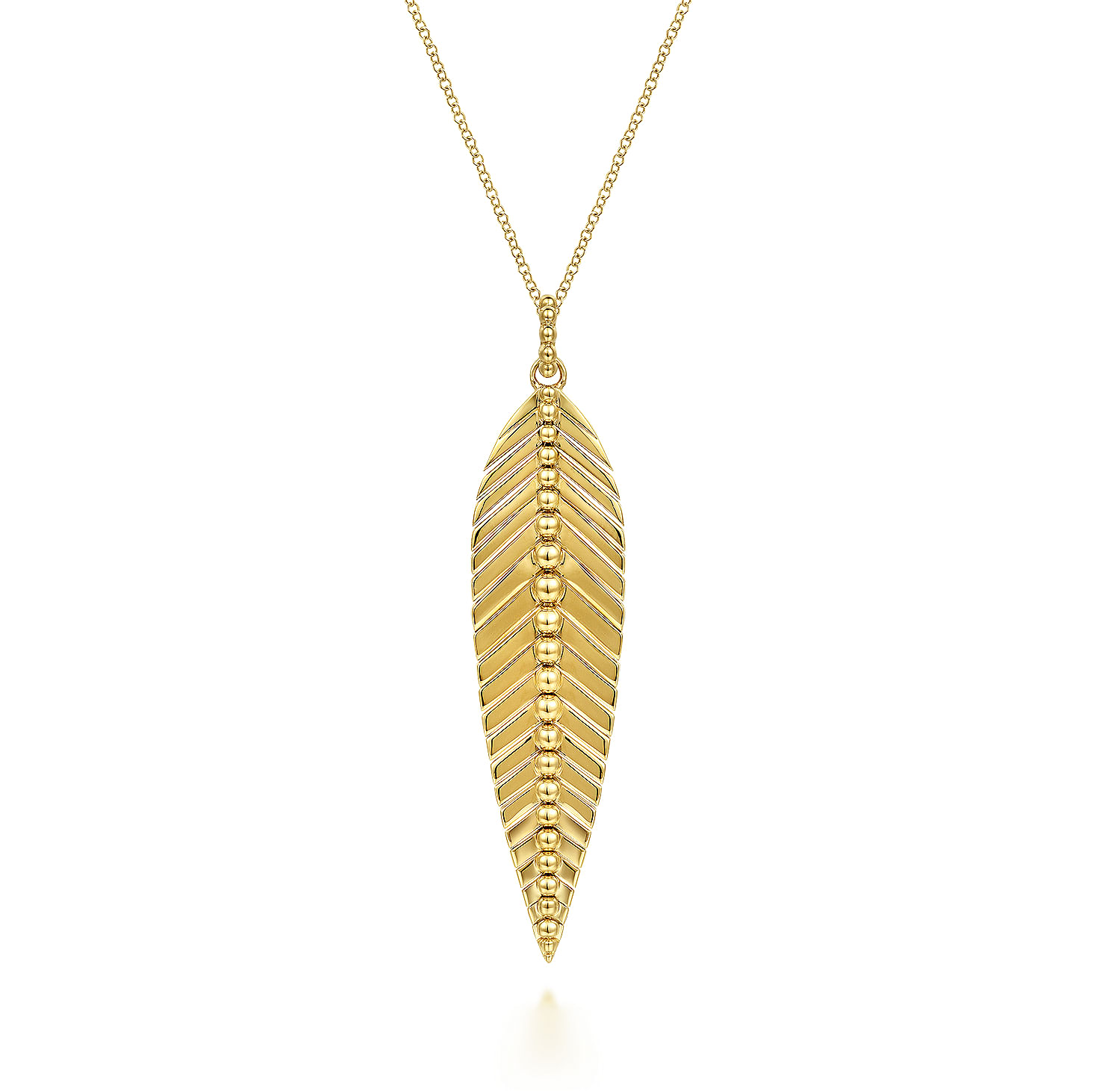 14K Yellow Gold Leaf Pendant Necklace