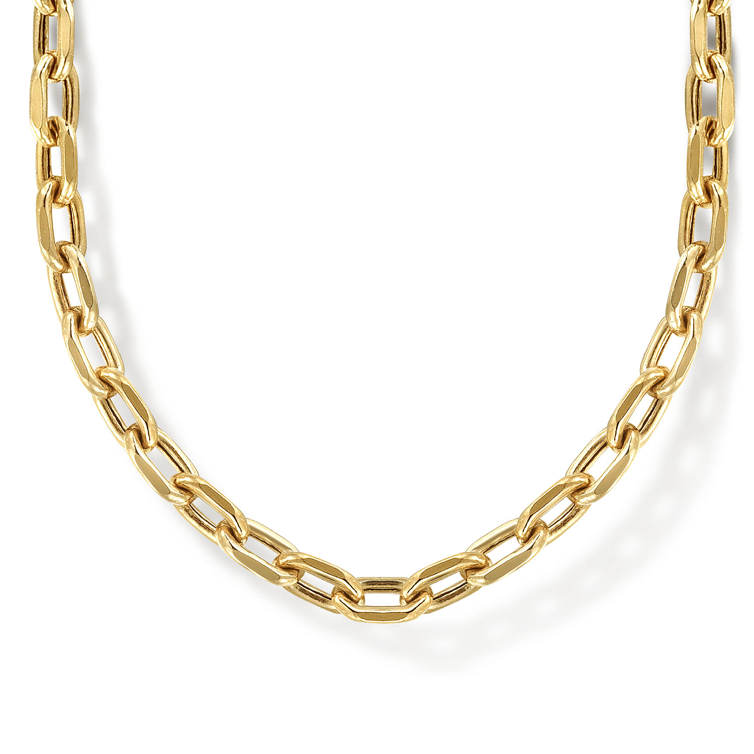14K Yellow Gold Link Hollow Chain Necklace