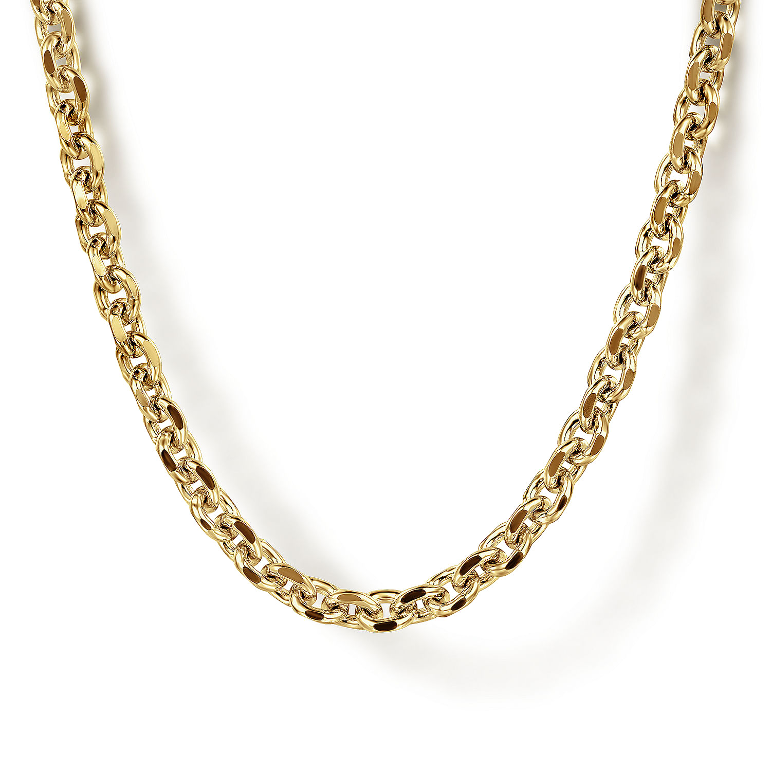 22 Inch 14K Yellow Gold Mens Link Chain Necklace