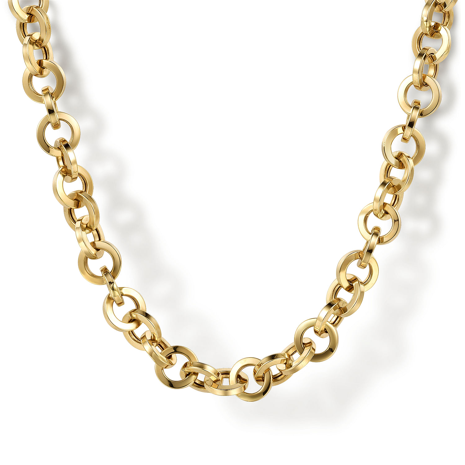 24 Inch 14K Yellow Gold Hollow Link Chain Necklace
