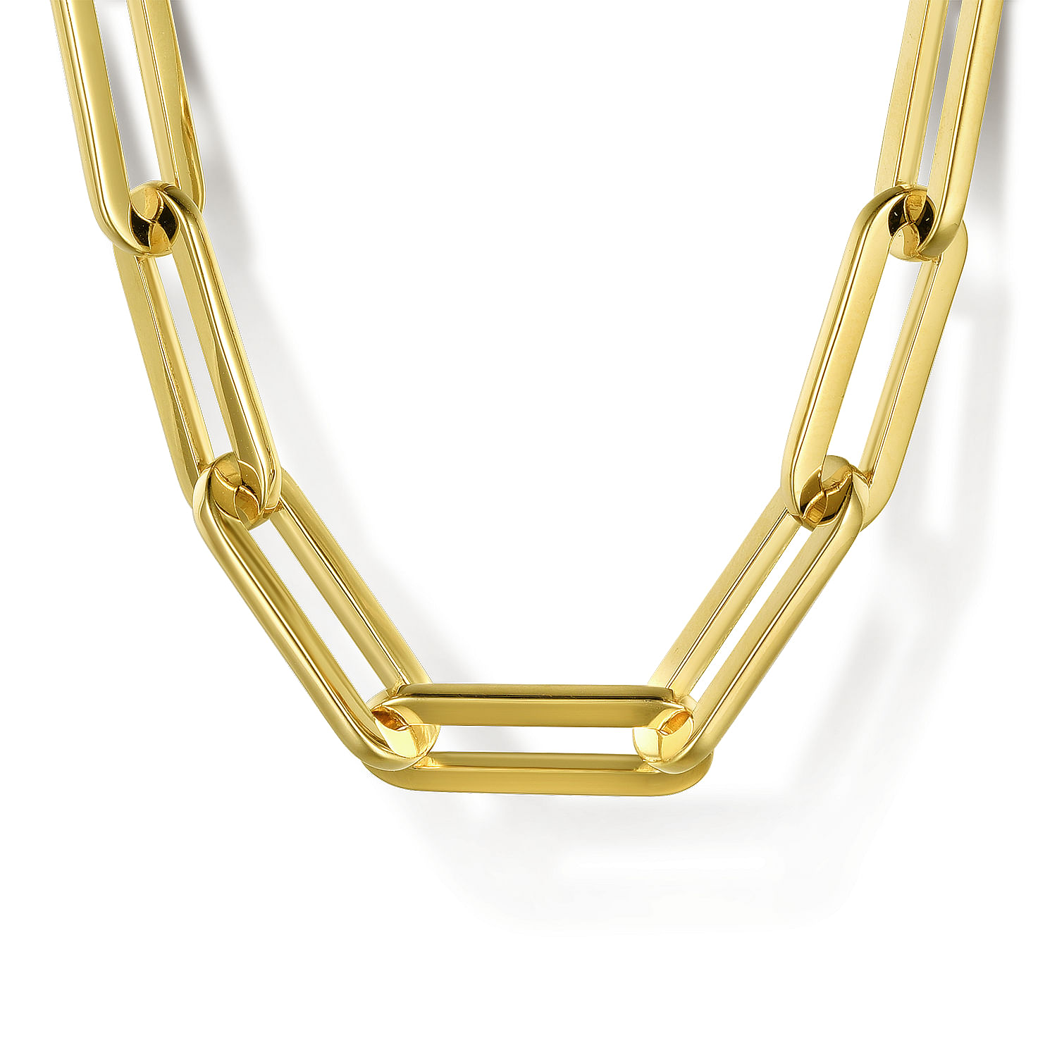 32 inch 14K Yellow Gold Hollow Paperclip Chain Necklace