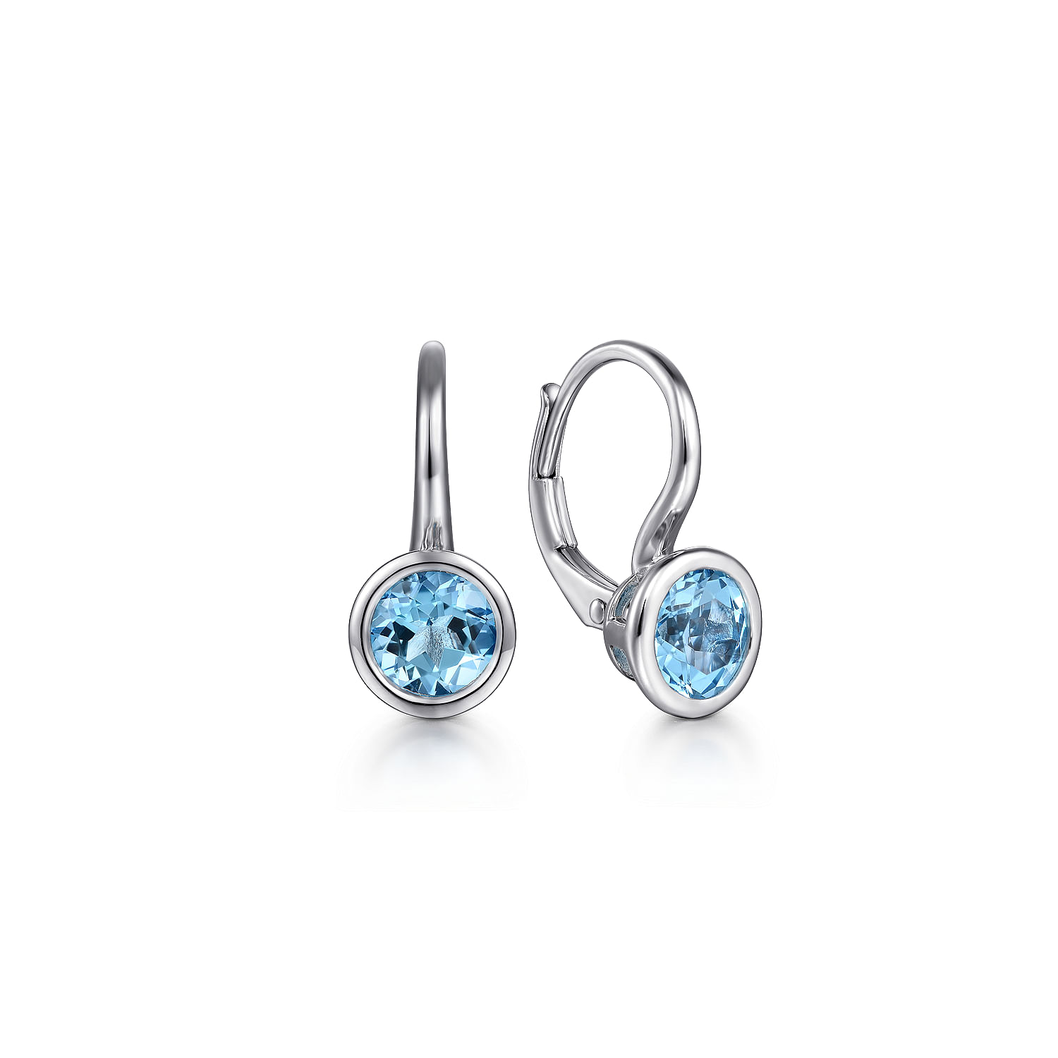 925 Sterling Silver Blue Topaz Leverback Earrings