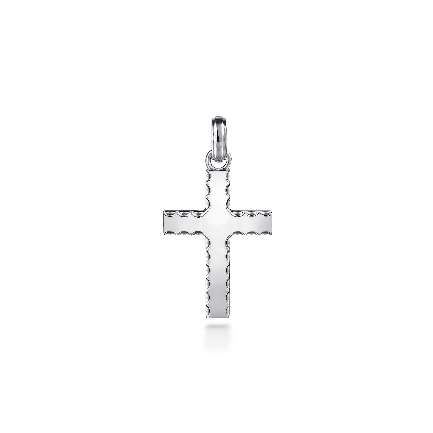 925 Sterling Silver Cross Pendant with Beveled Trim